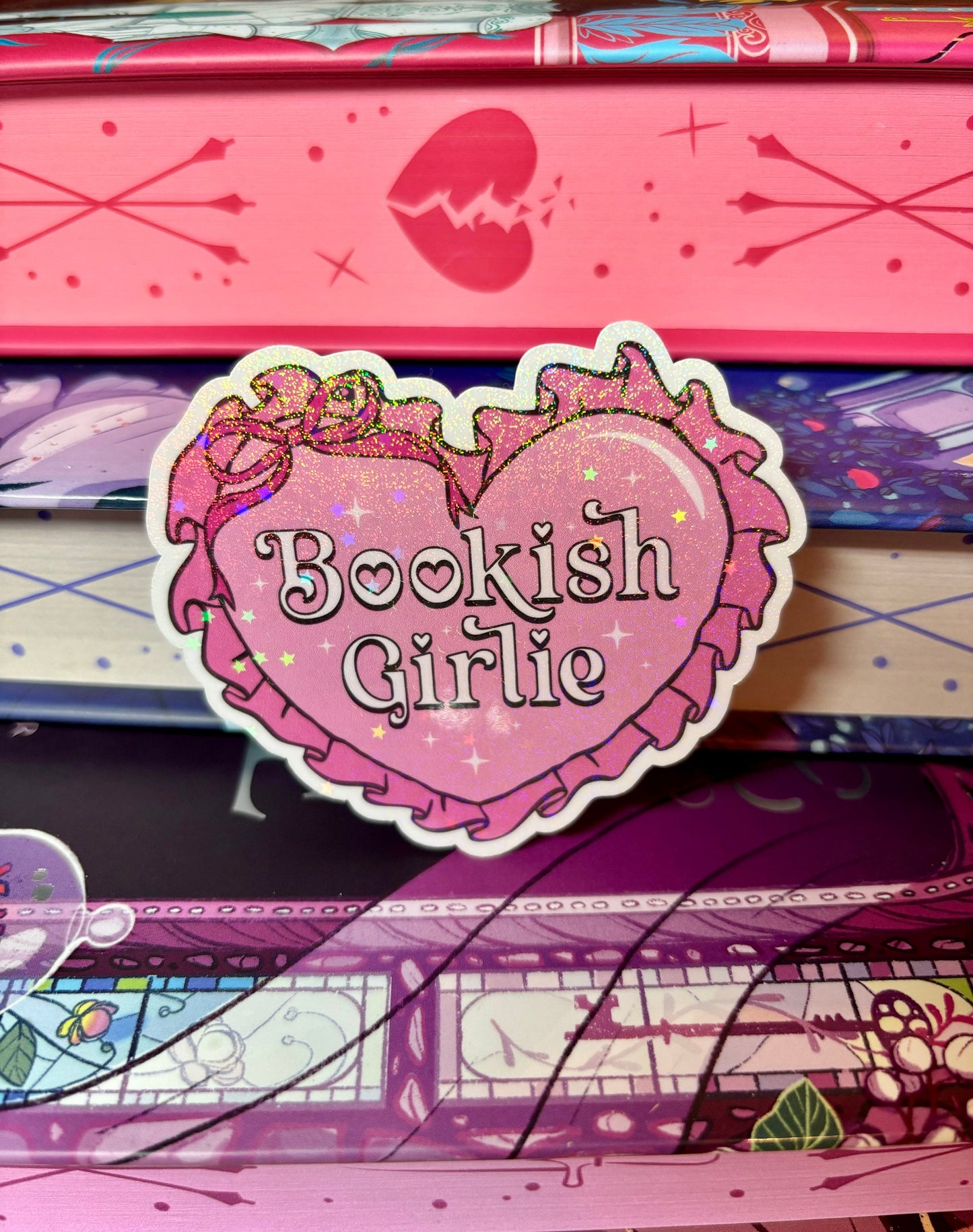 Cute Bookish Girlie Heart Sticker