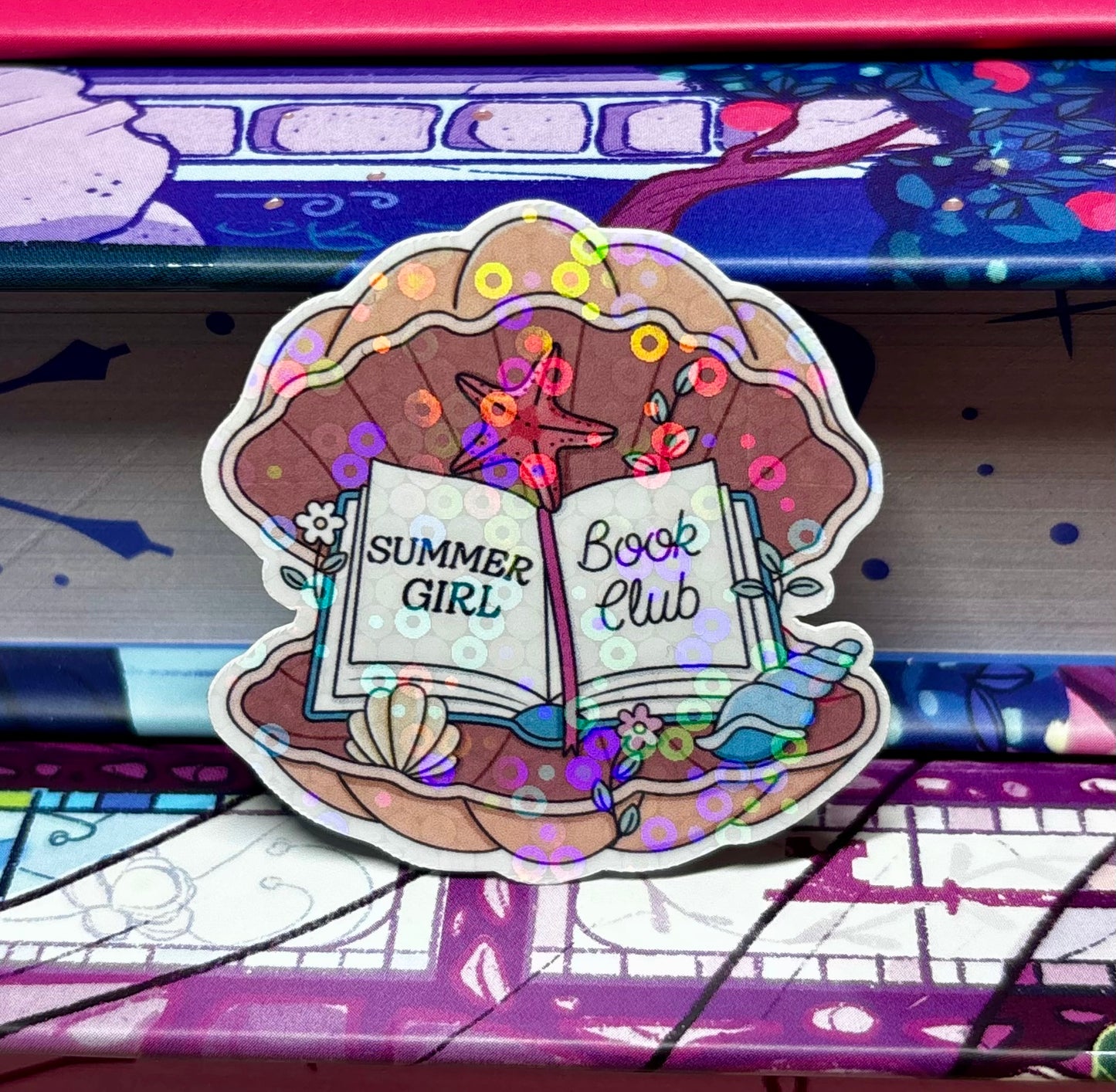 Mini Summer Girl Book Club Shell Sticker