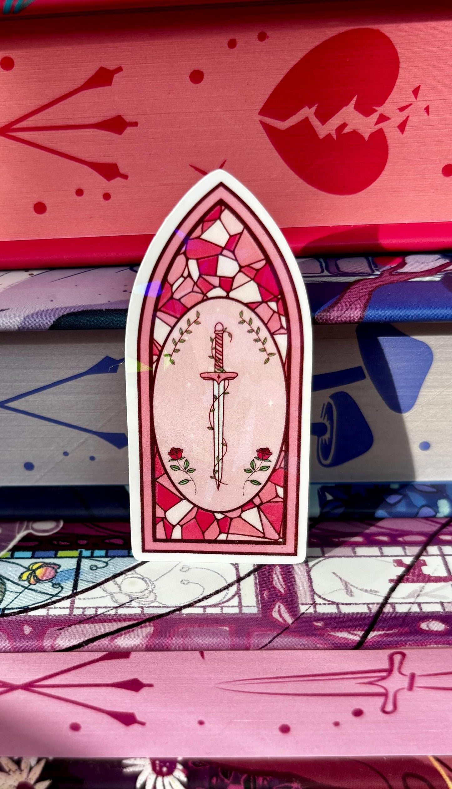 Mini Pink Stained Glass Fantasy Window Sticker