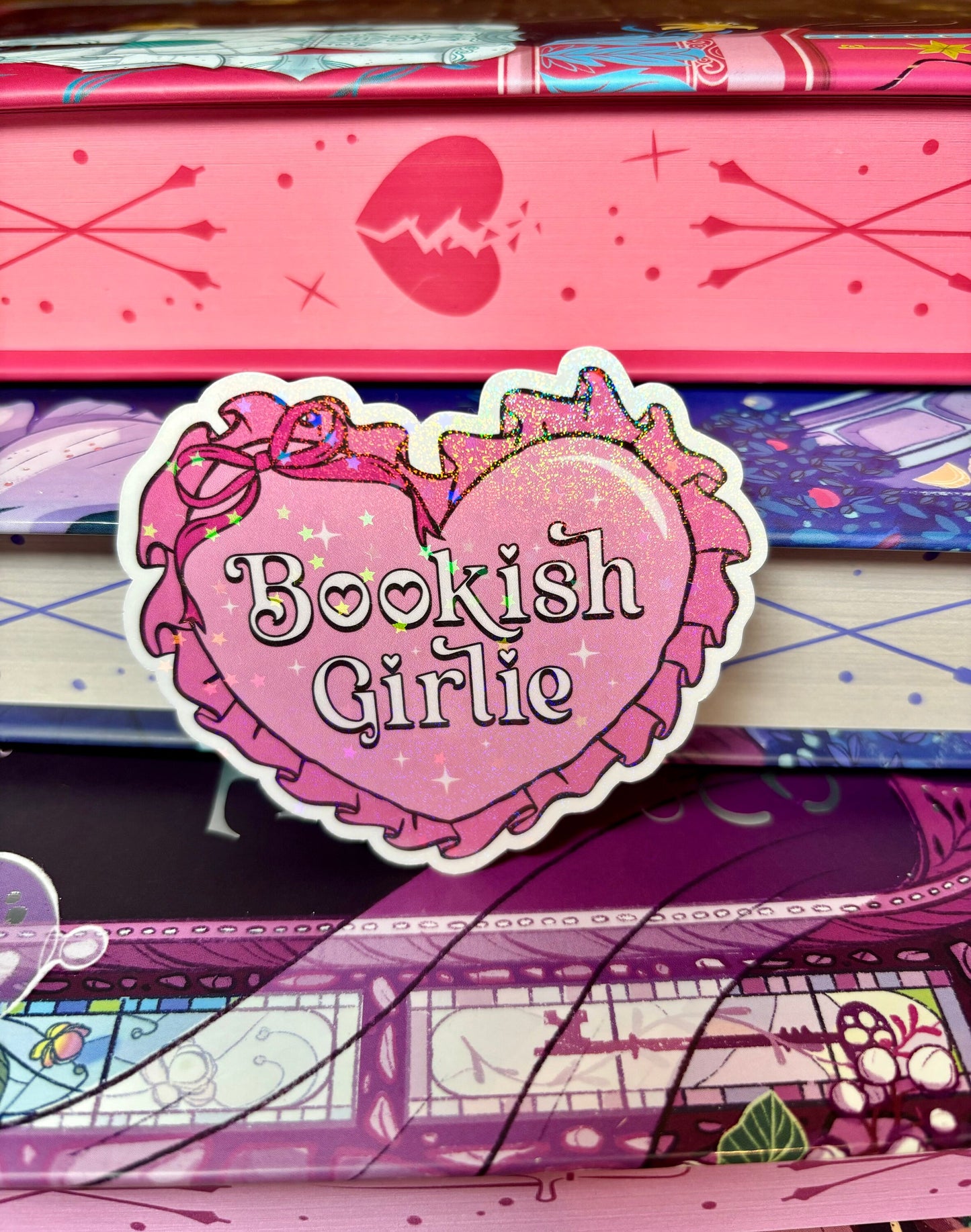 Cute Bookish Girlie Heart Sticker