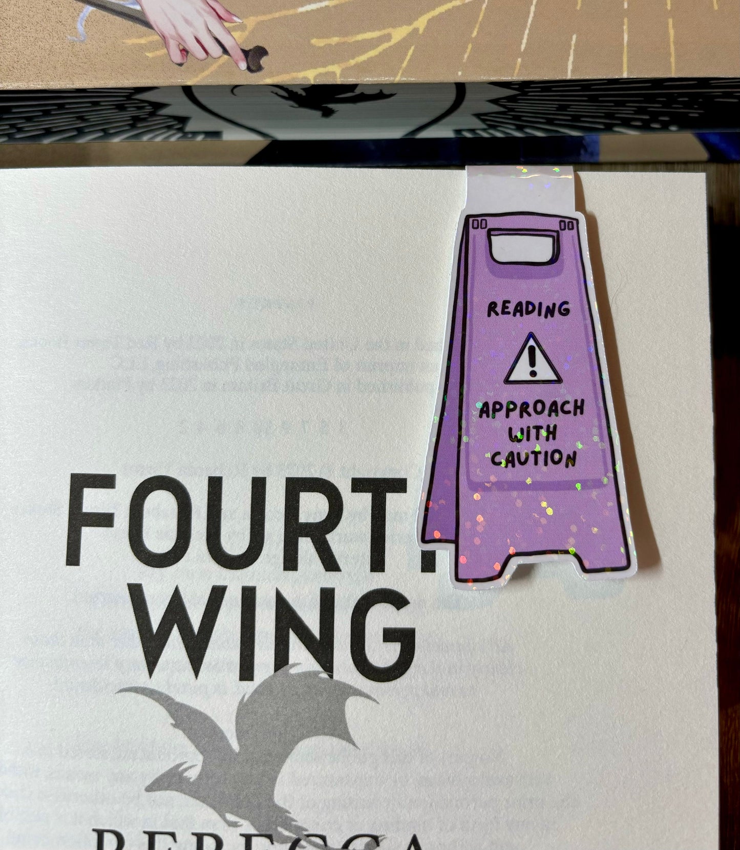 Reading Approach With Caution Floor Sign Style Magnetic Bookmark