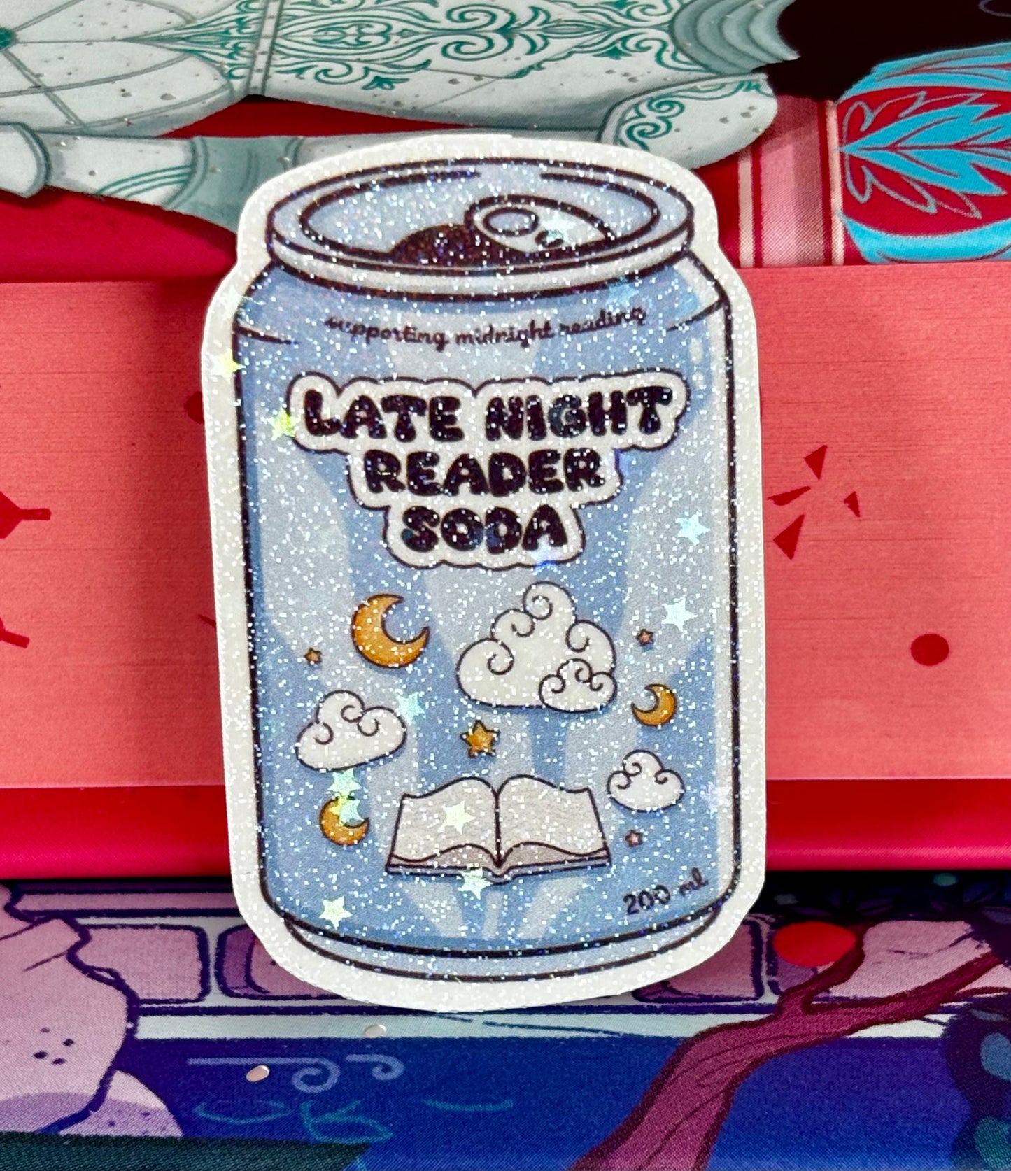 Mini Late Night Reader Soda Can Sticker