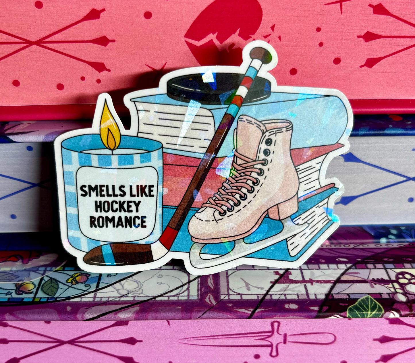Smells Like Hockey Romance Book Stack Sticker