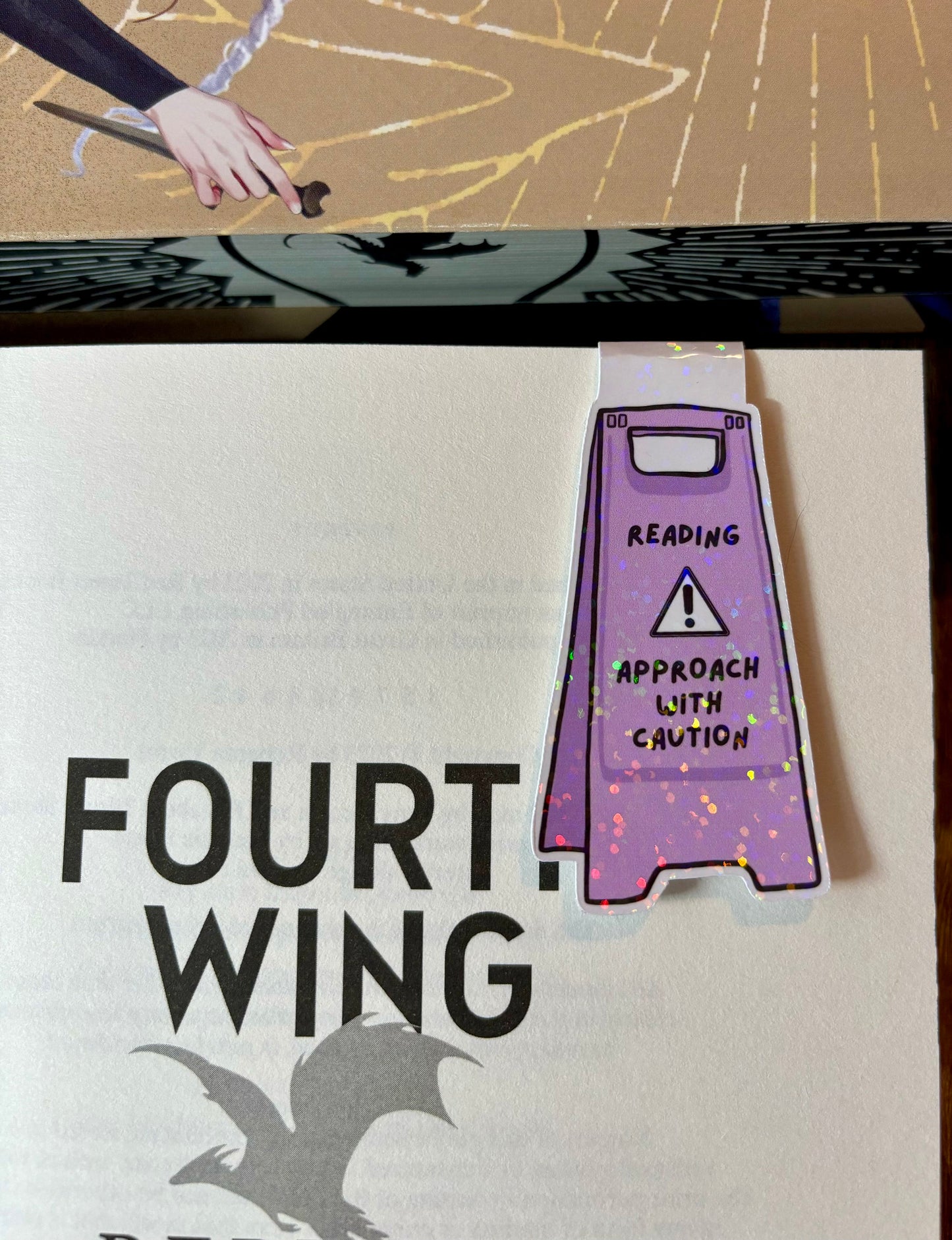 Reading Approach With Caution Floor Sign Style Magnetic Bookmark