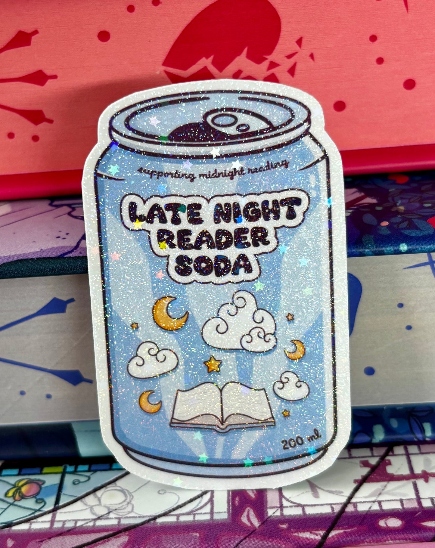 Late Night Reader Soda Can Sticker