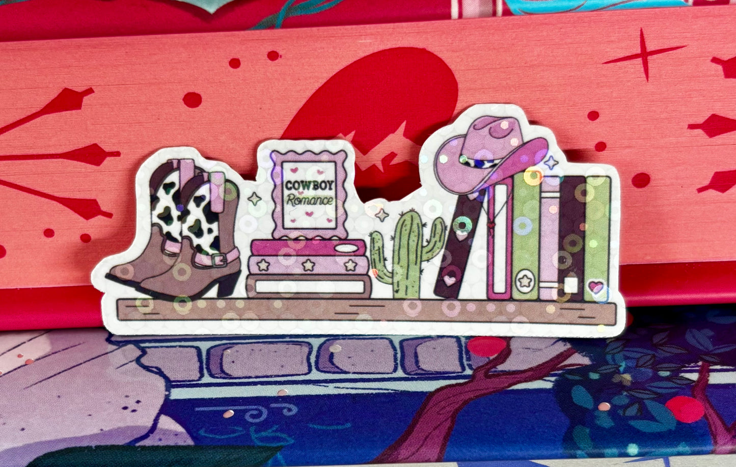 Mini Cowboy Romance Bookshelf Sticker