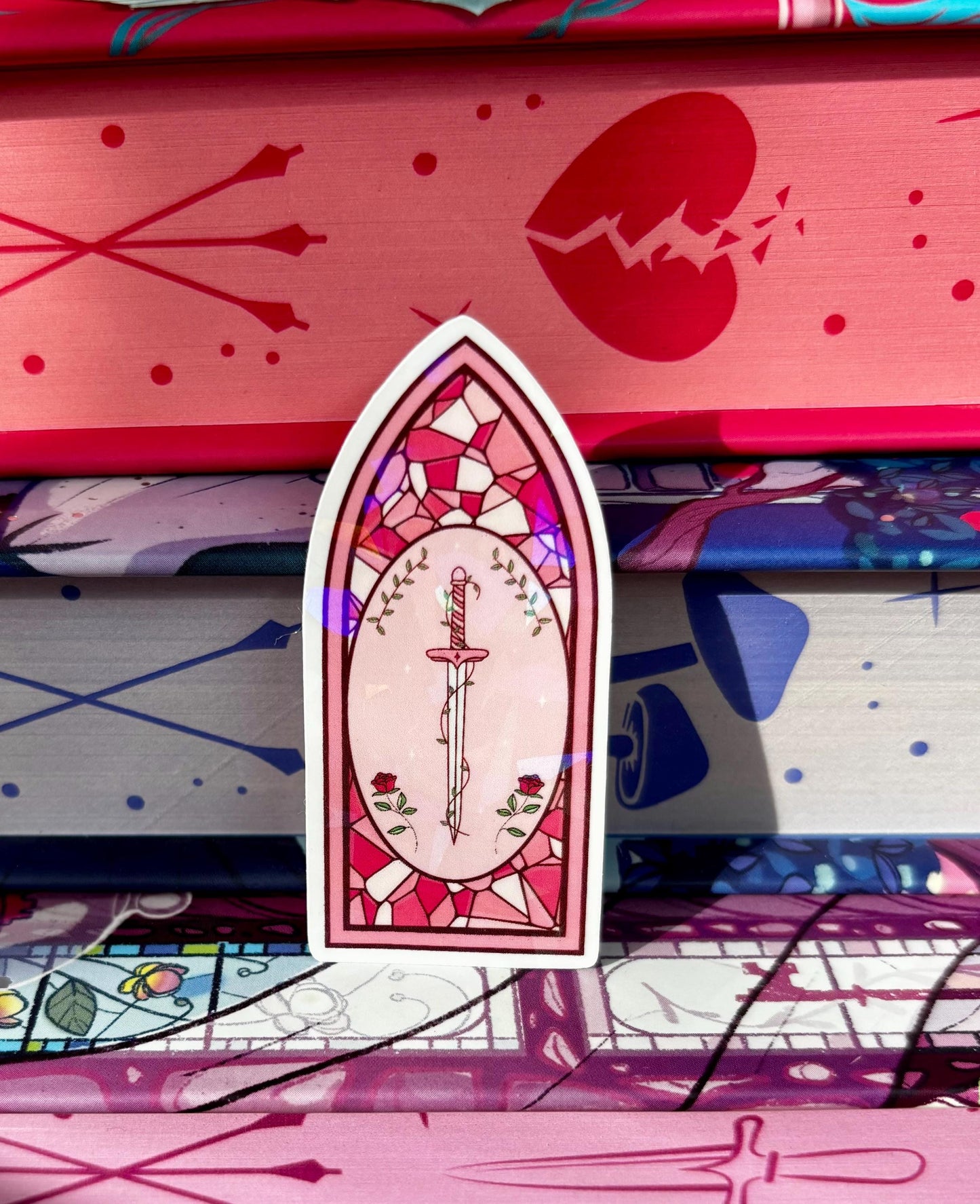 Mini Pink Stained Glass Fantasy Window Sticker