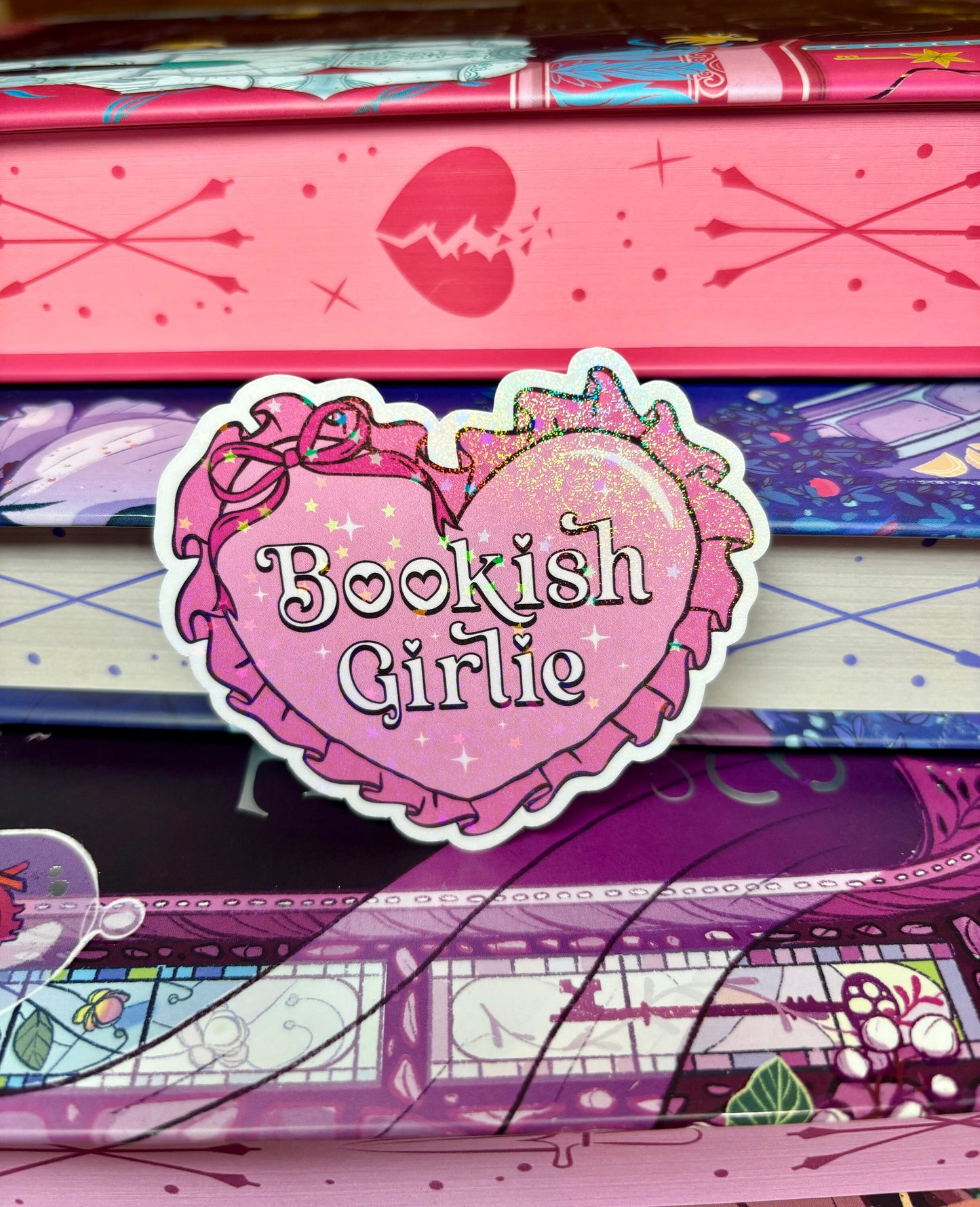 Cute Bookish Girlie Heart Sticker