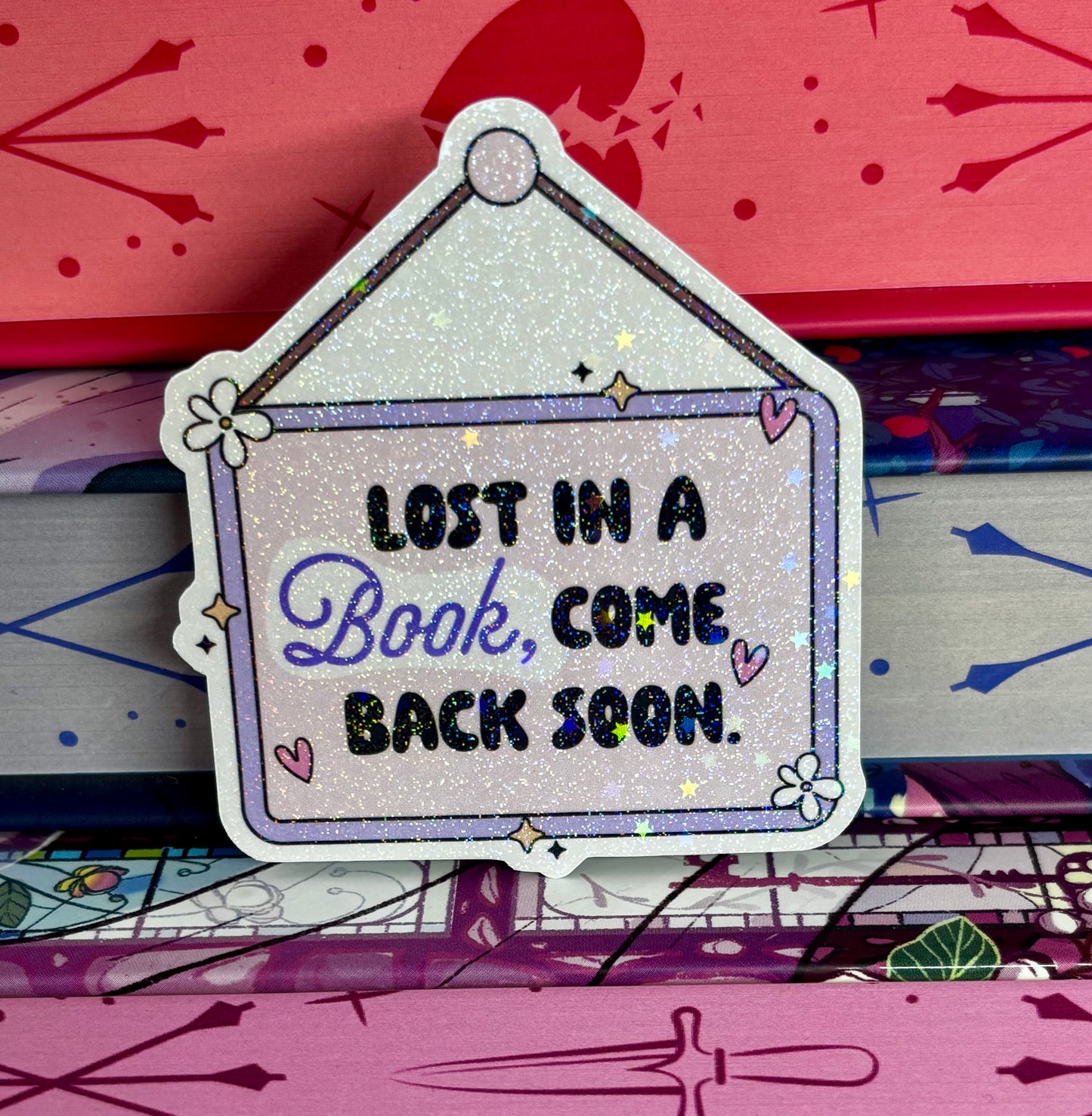 Lost In A Book Come Back Soon Sign Style Sticker