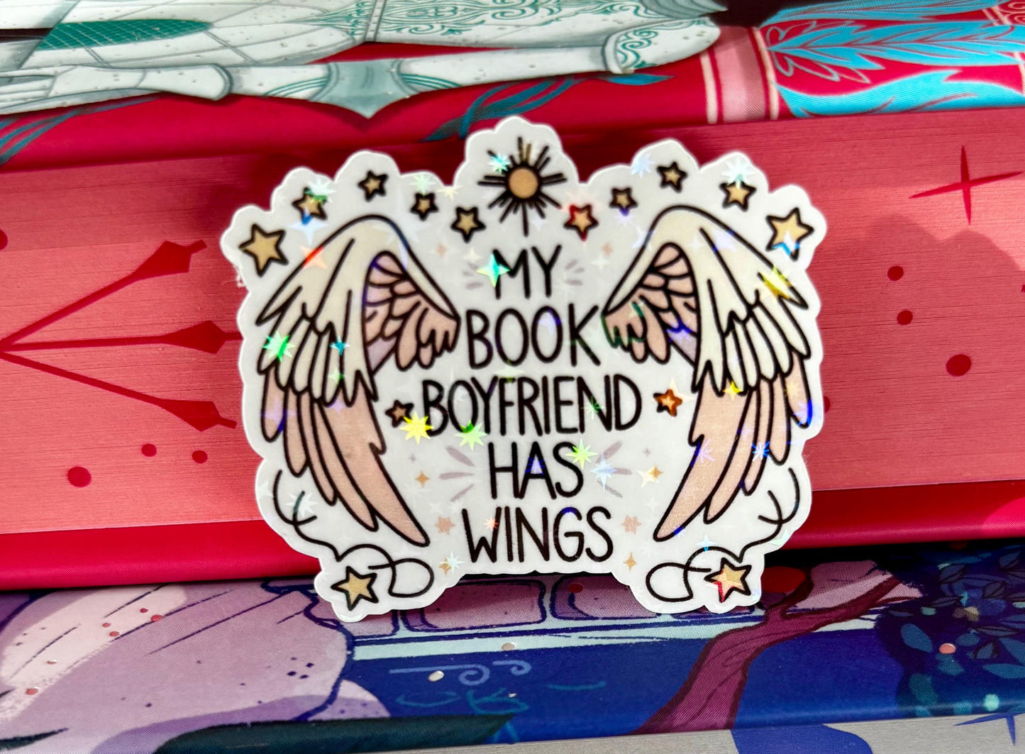 Mini My Book Boyfriend Has Wings Sticker