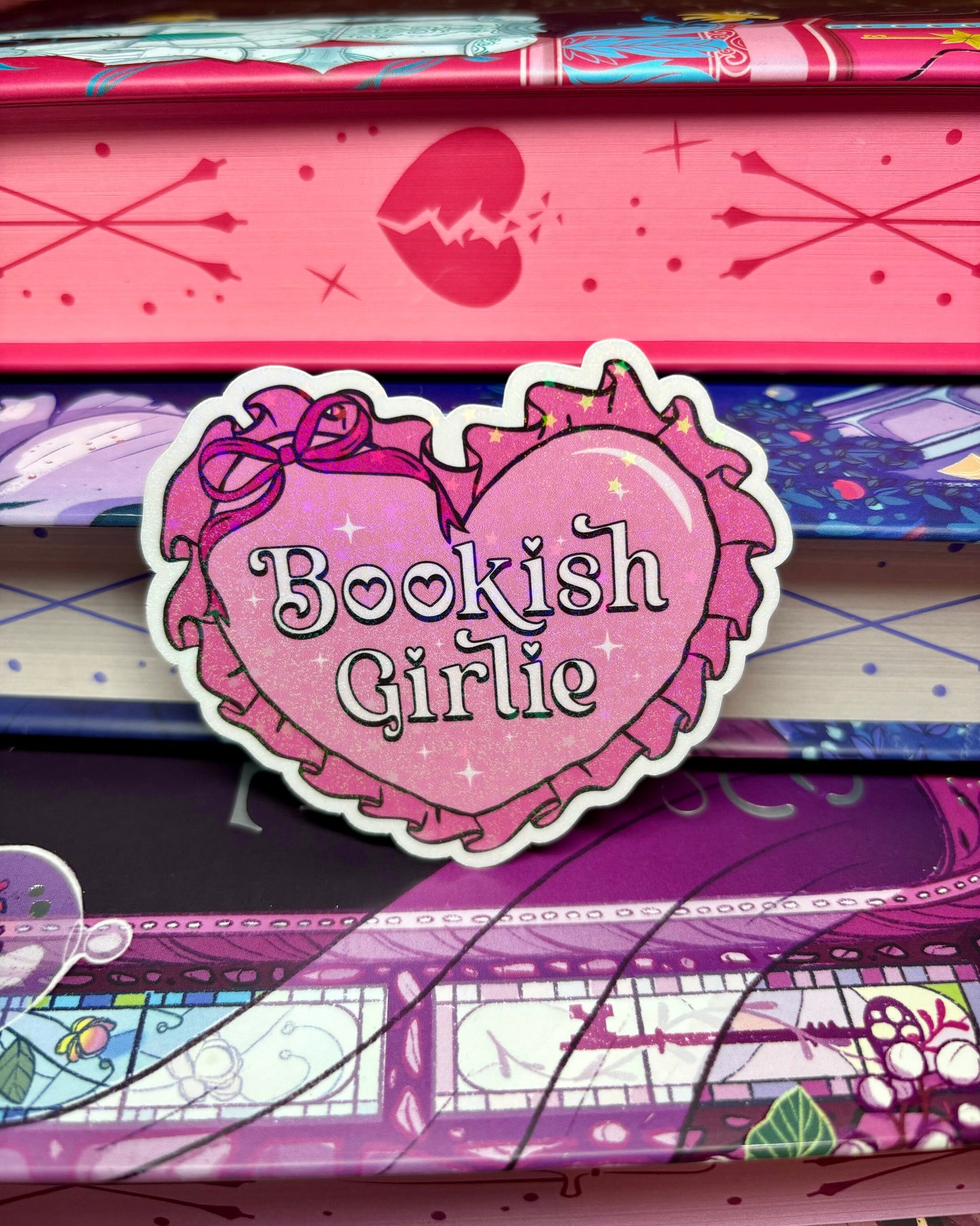 Cute Bookish Girlie Heart Sticker