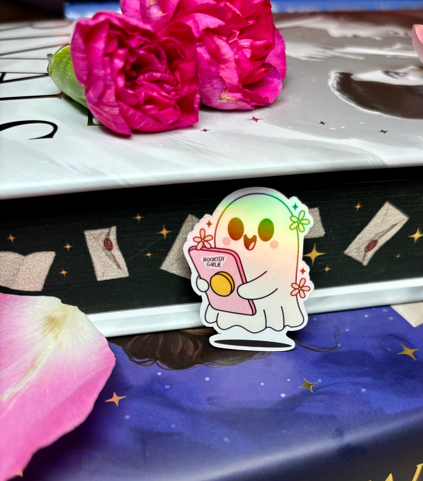 Mini Bookish Girlie Kindle Ghost Sticker