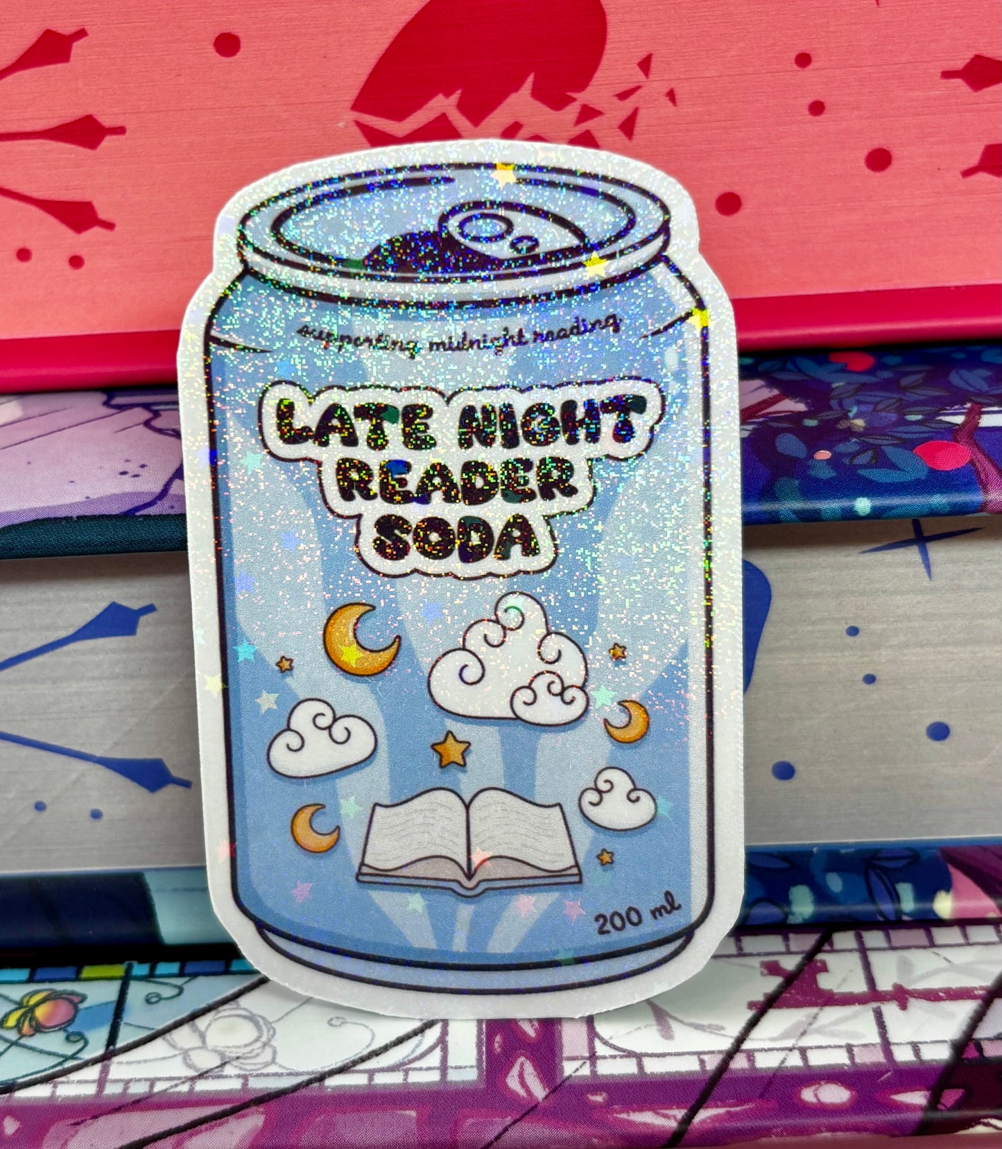 Late Night Reader Soda Can Sticker