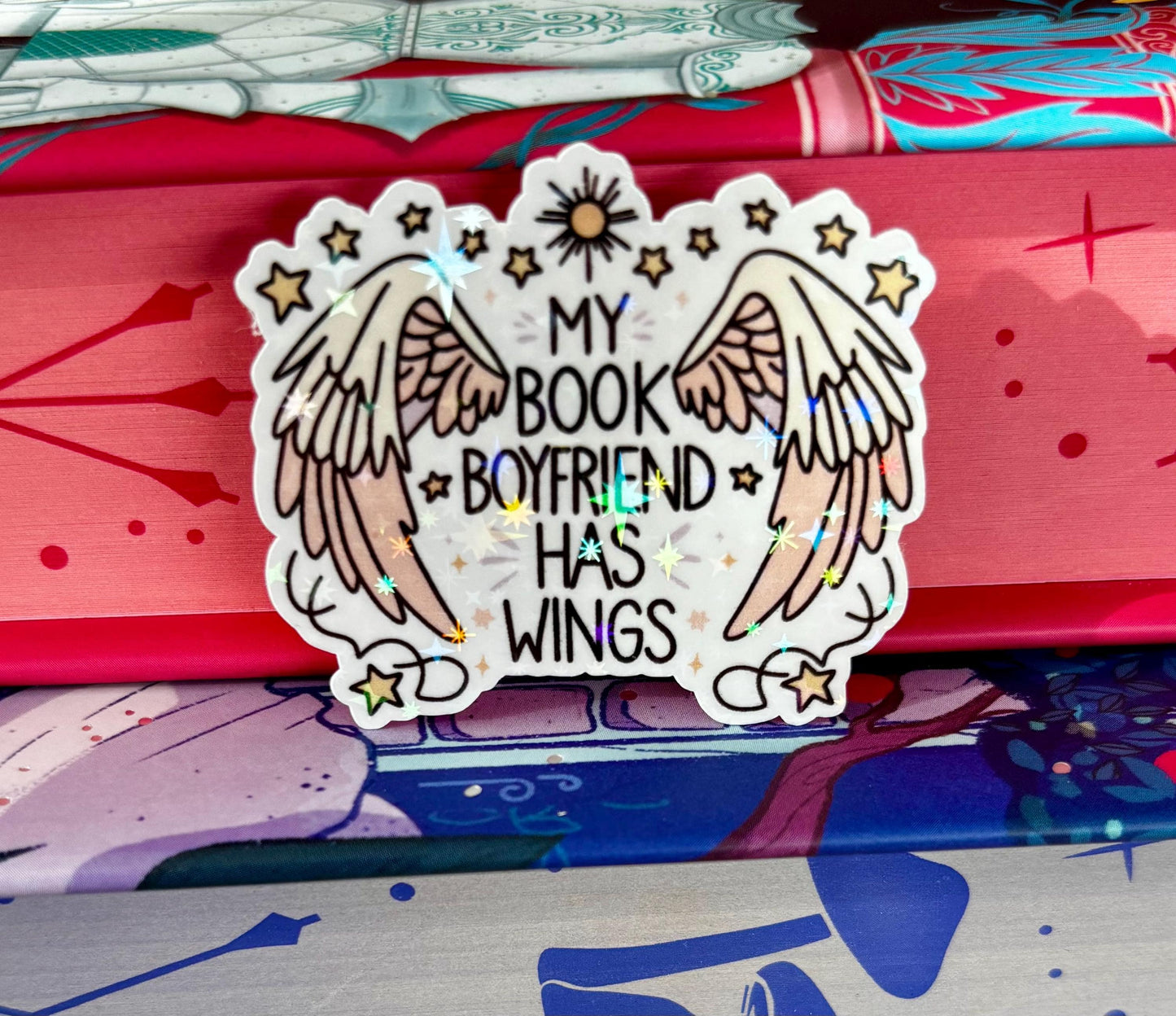 Mini My Book Boyfriend Has Wings Sticker