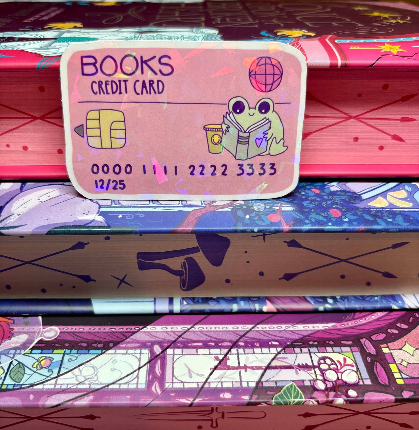 Cute Bookish Froggy Credit Card Sticker