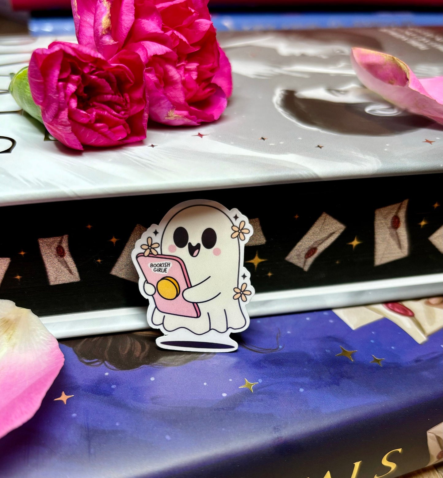 Mini Bookish Girlie Kindle Ghost Sticker