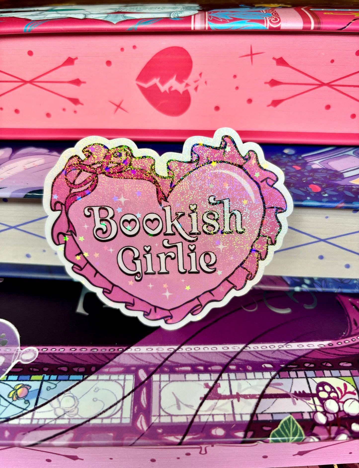 Cute Bookish Girlie Heart Sticker