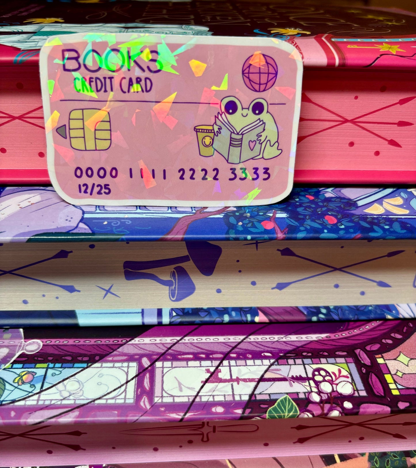 Cute Bookish Froggy Credit Card Sticker