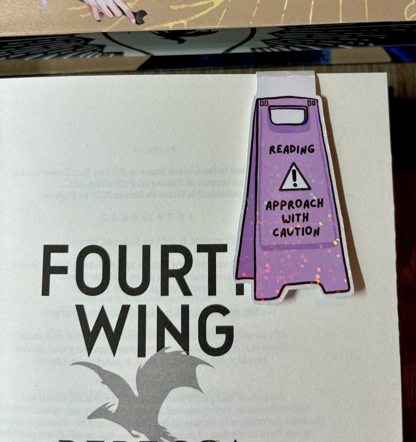 Reading Approach With Caution Floor Sign Style Magnetic Bookmark