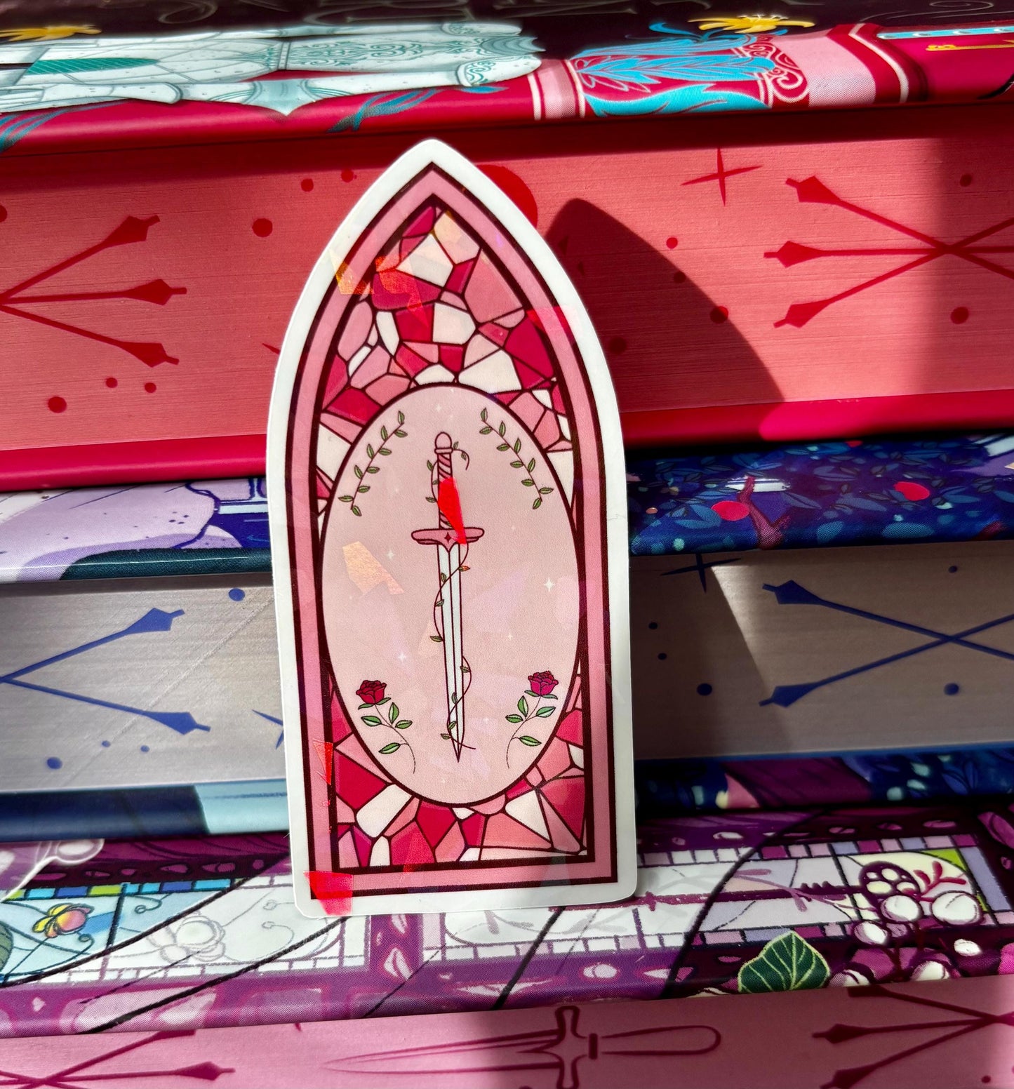 Pink Stained Glass Fantasy Window Sticker