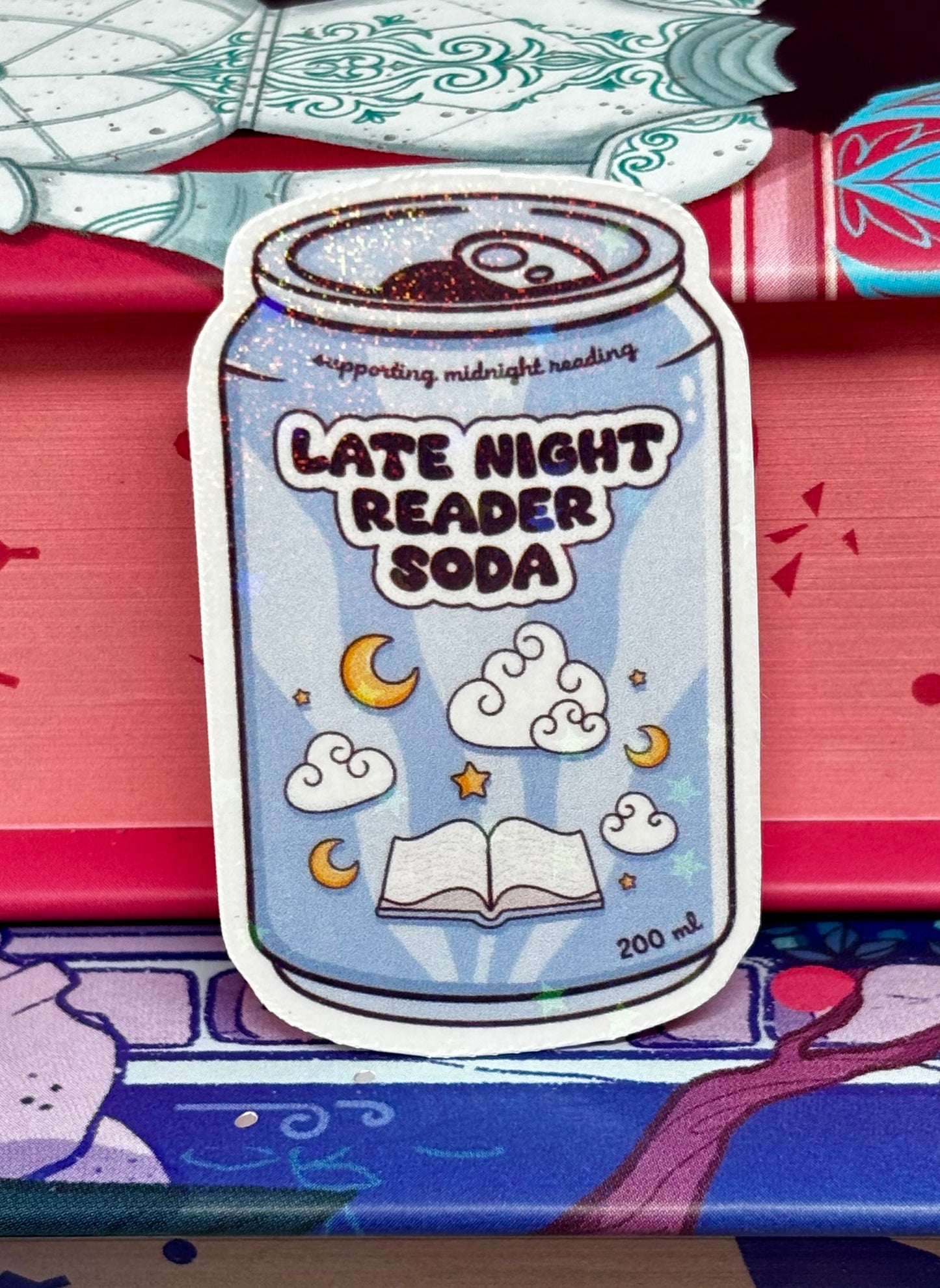 Mini Late Night Reader Soda Can Sticker