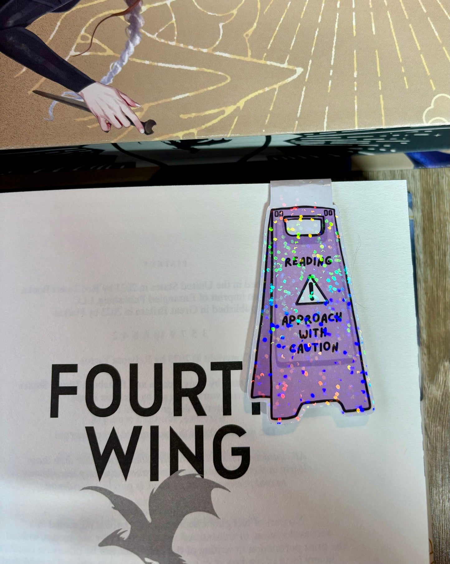 Reading Approach With Caution Floor Sign Style Magnetic Bookmark