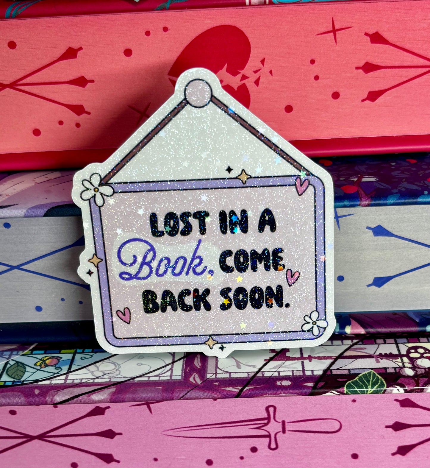 Lost In A Book Come Back Soon Sign Style Sticker
