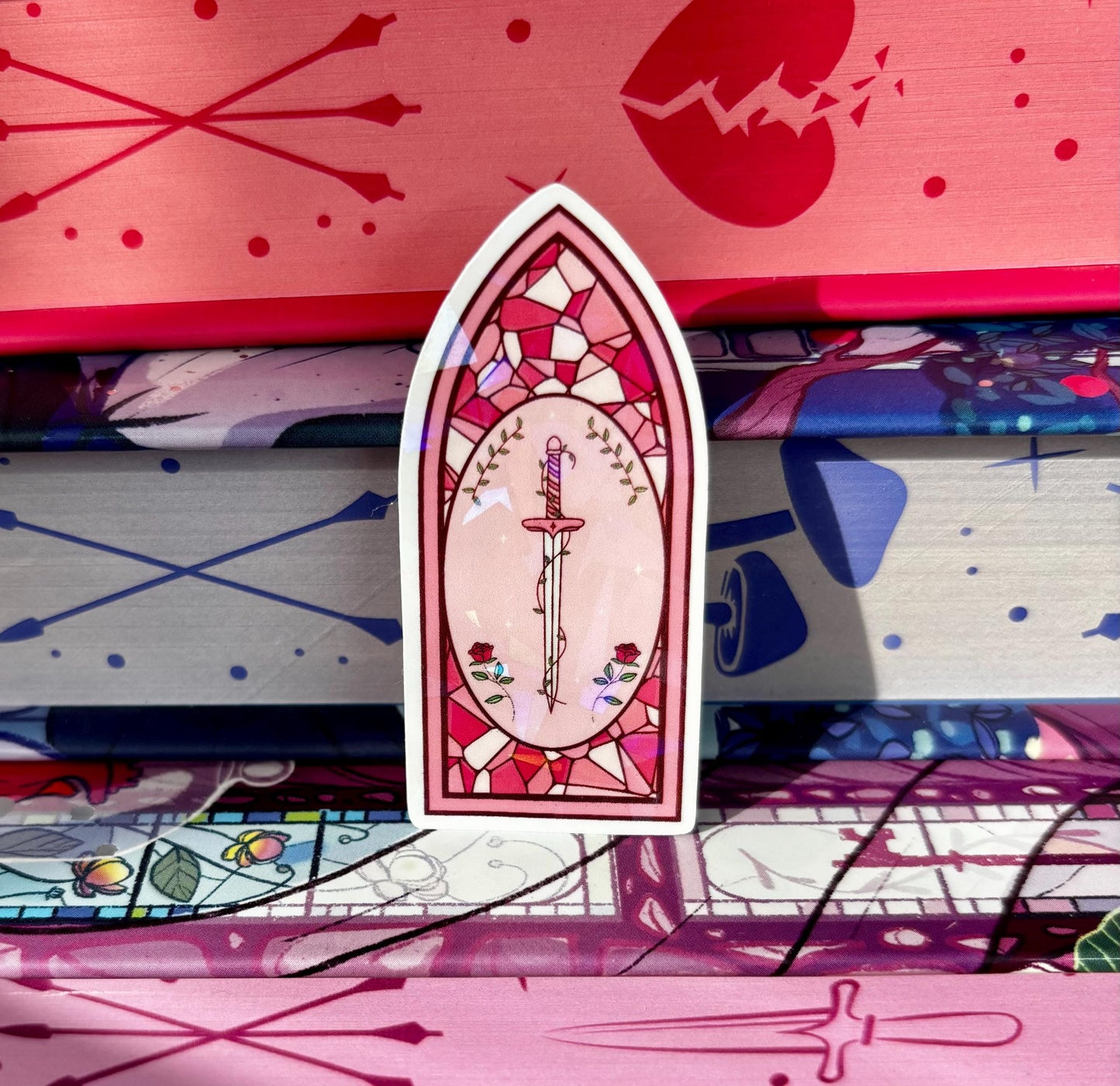 Mini Pink Stained Glass Fantasy Window Sticker