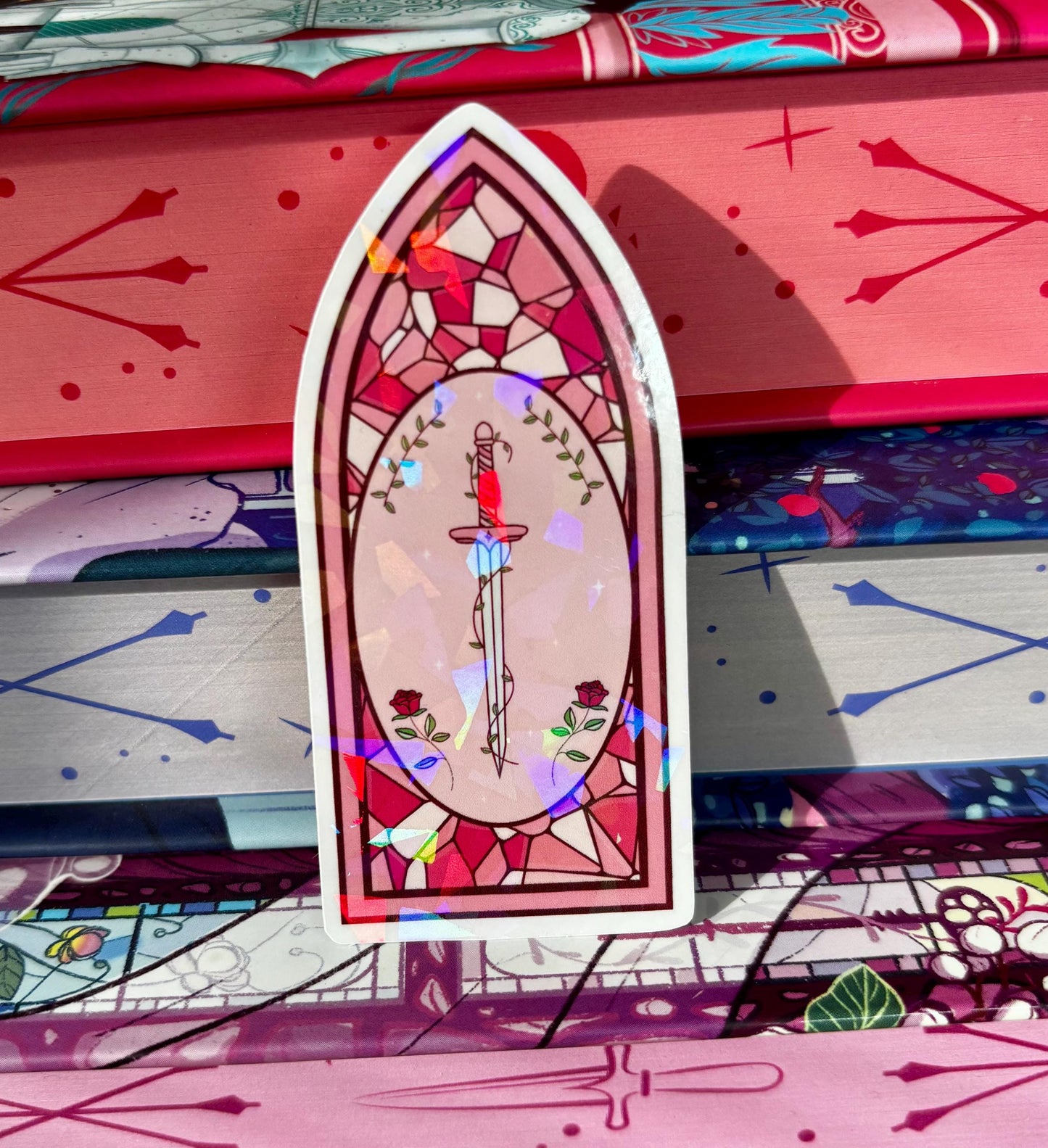 Pink Stained Glass Fantasy Window Sticker