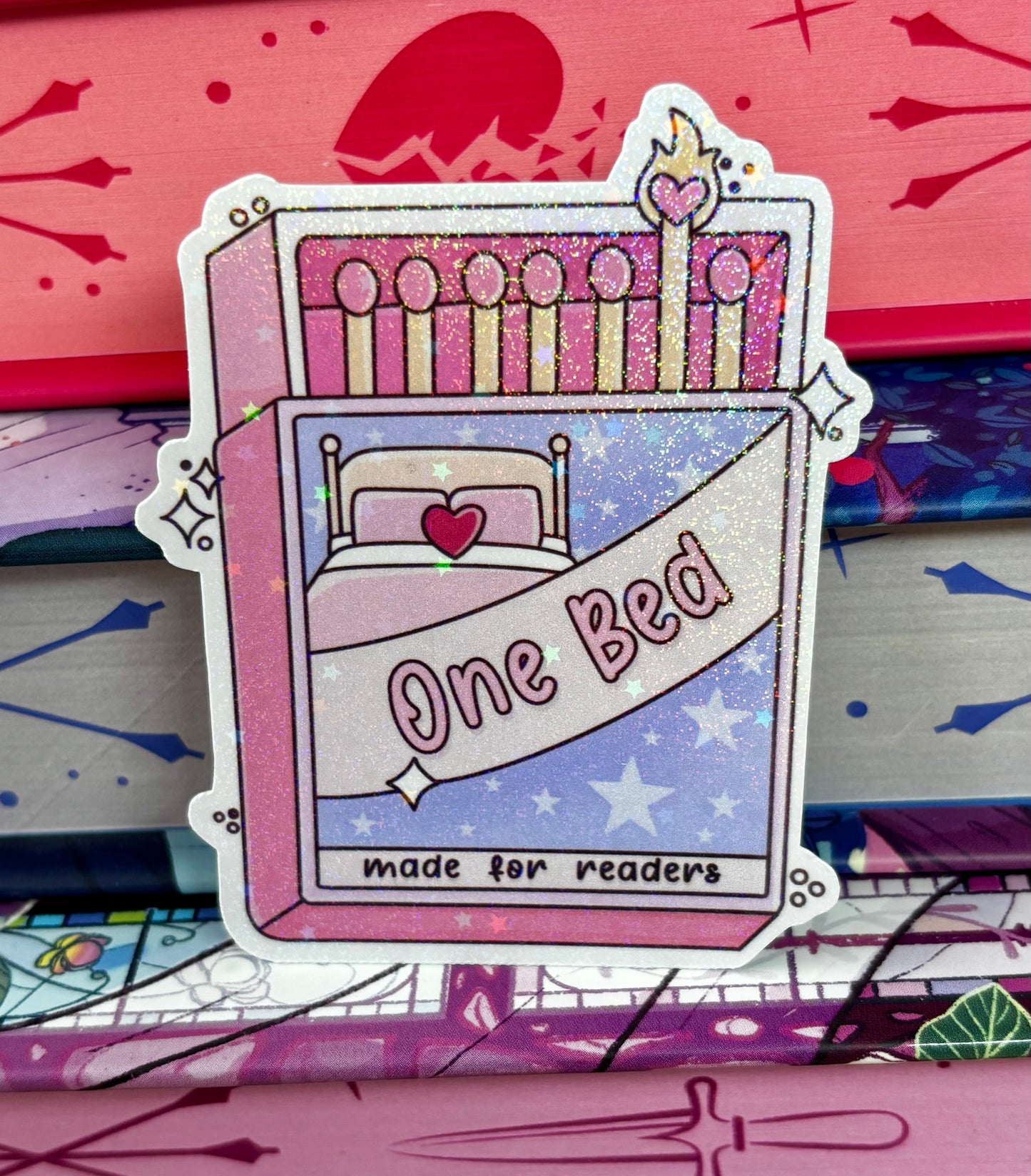 One Bed Matches Romance Tropes Sticker