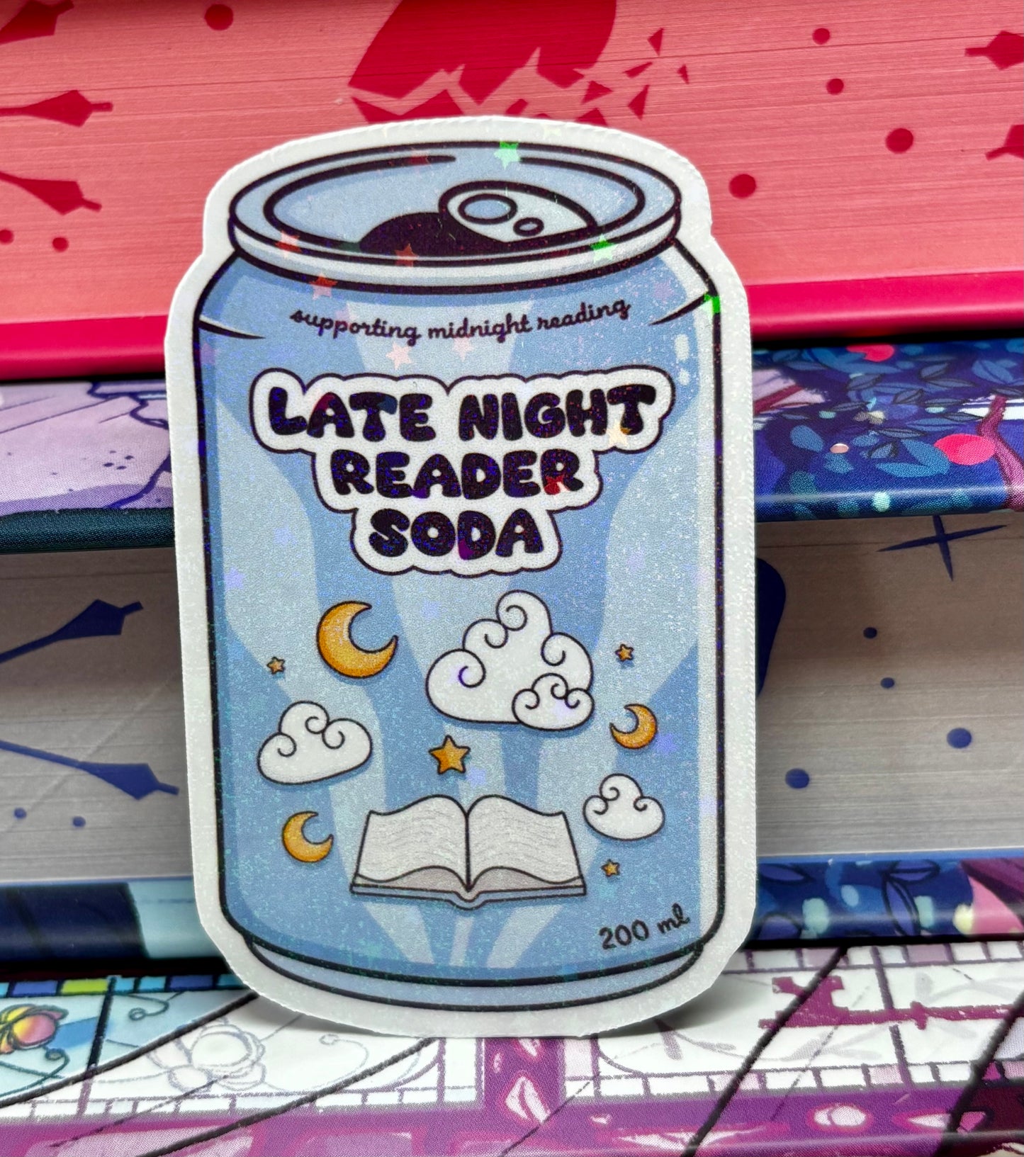 Late Night Reader Soda Can Sticker