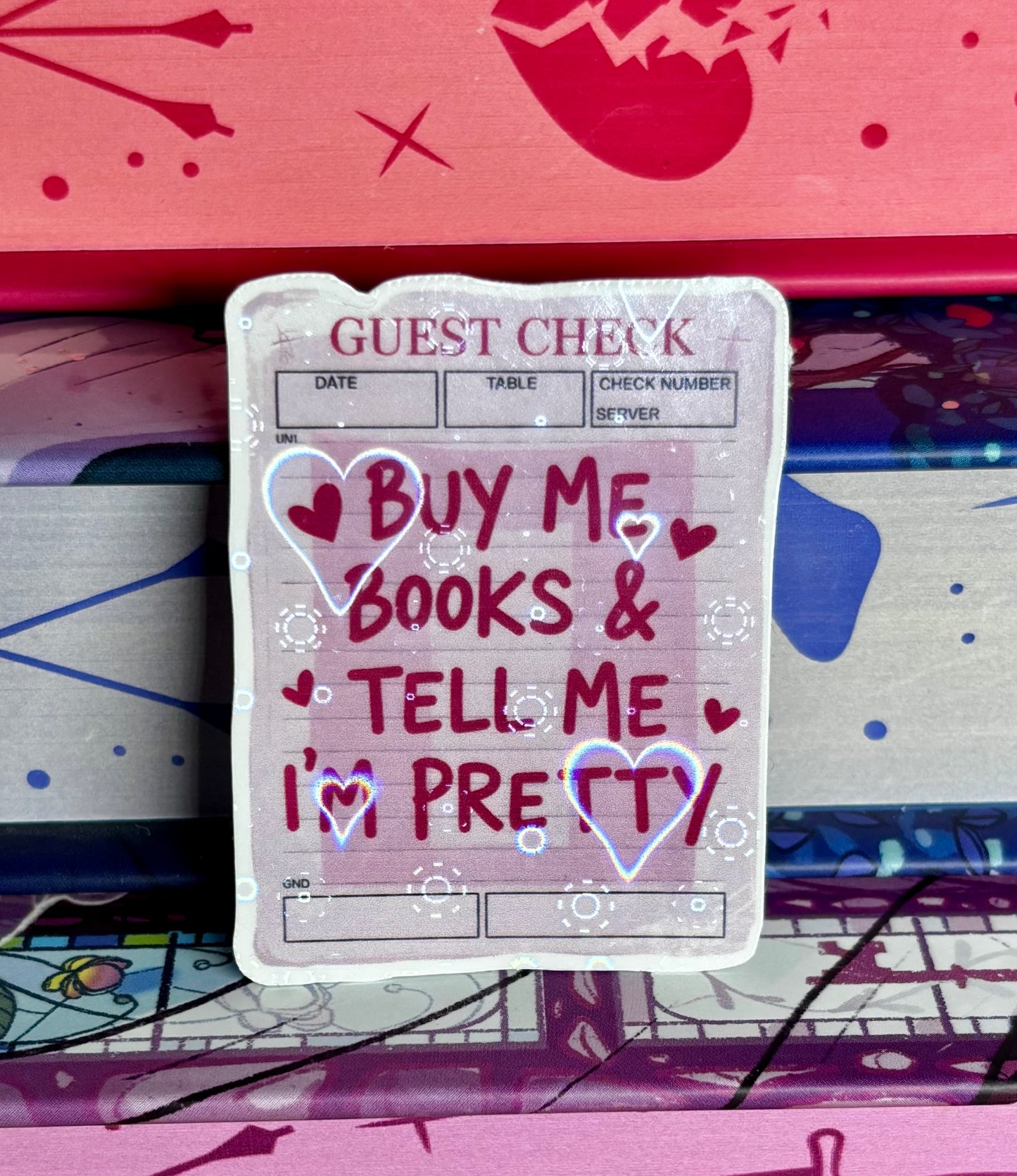 Mini Buy Me Books And Tell Me I'm Pretty Guest Check Sticker