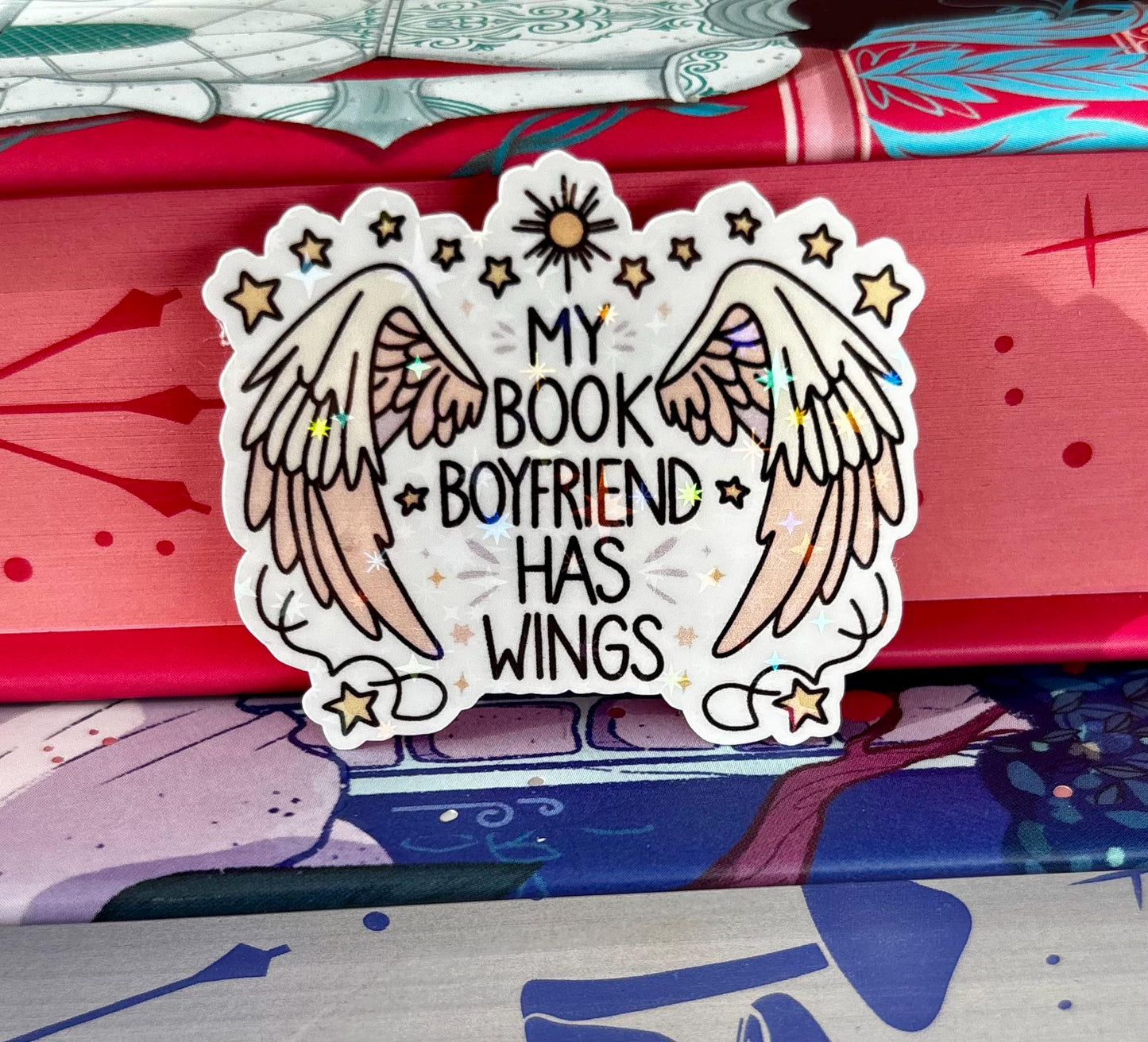 Mini My Book Boyfriend Has Wings Sticker