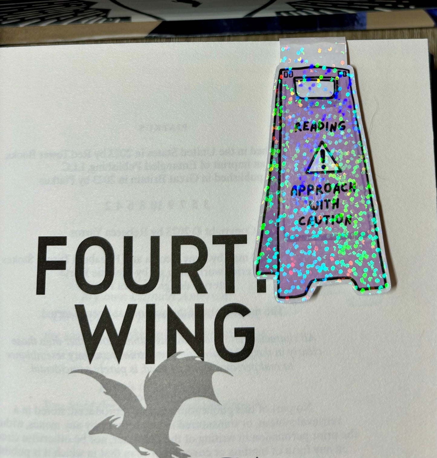 Reading Approach With Caution Floor Sign Style Magnetic Bookmark