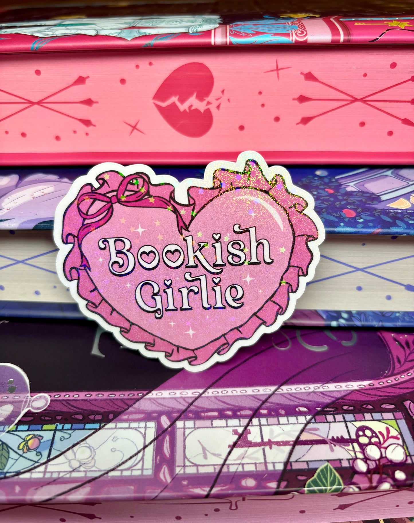 Cute Bookish Girlie Heart Sticker