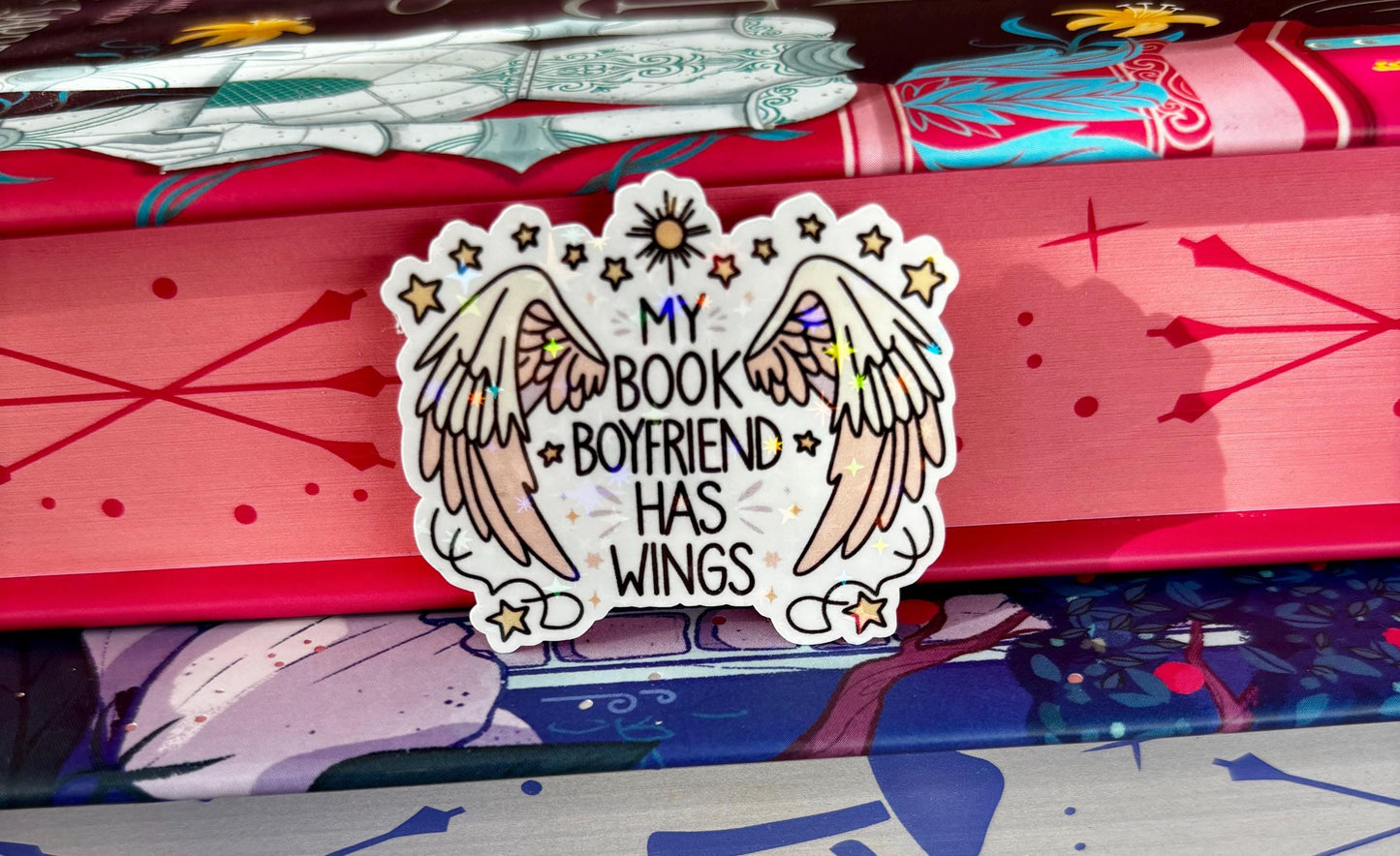 Mini My Book Boyfriend Has Wings Sticker