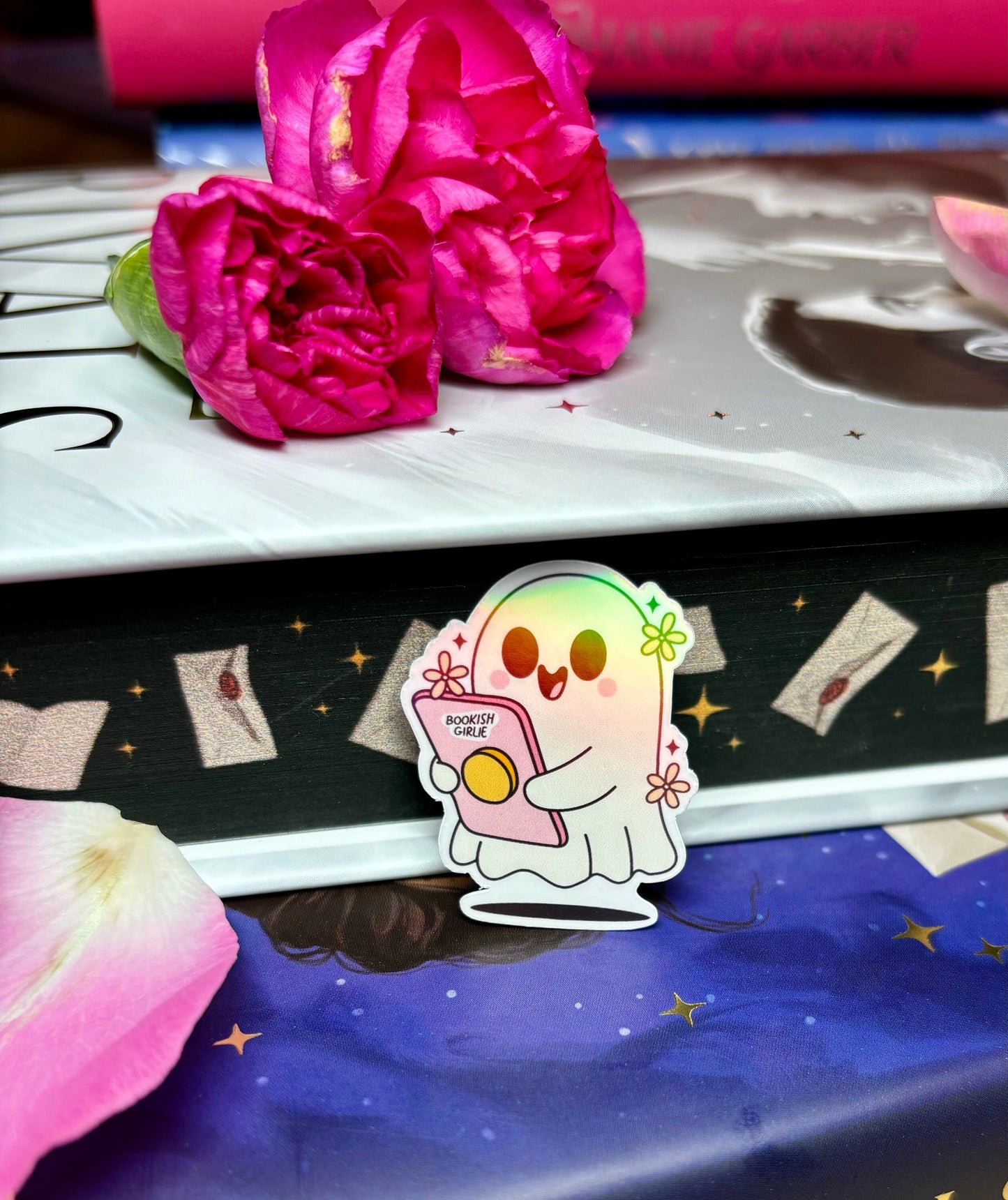 Mini Bookish Girlie Kindle Ghost Sticker