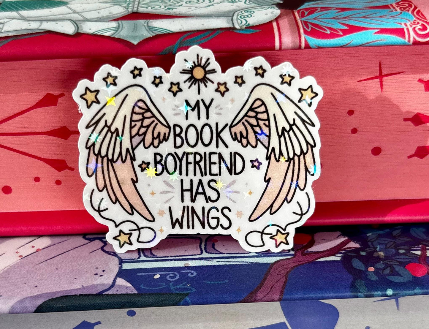 Mini My Book Boyfriend Has Wings Sticker