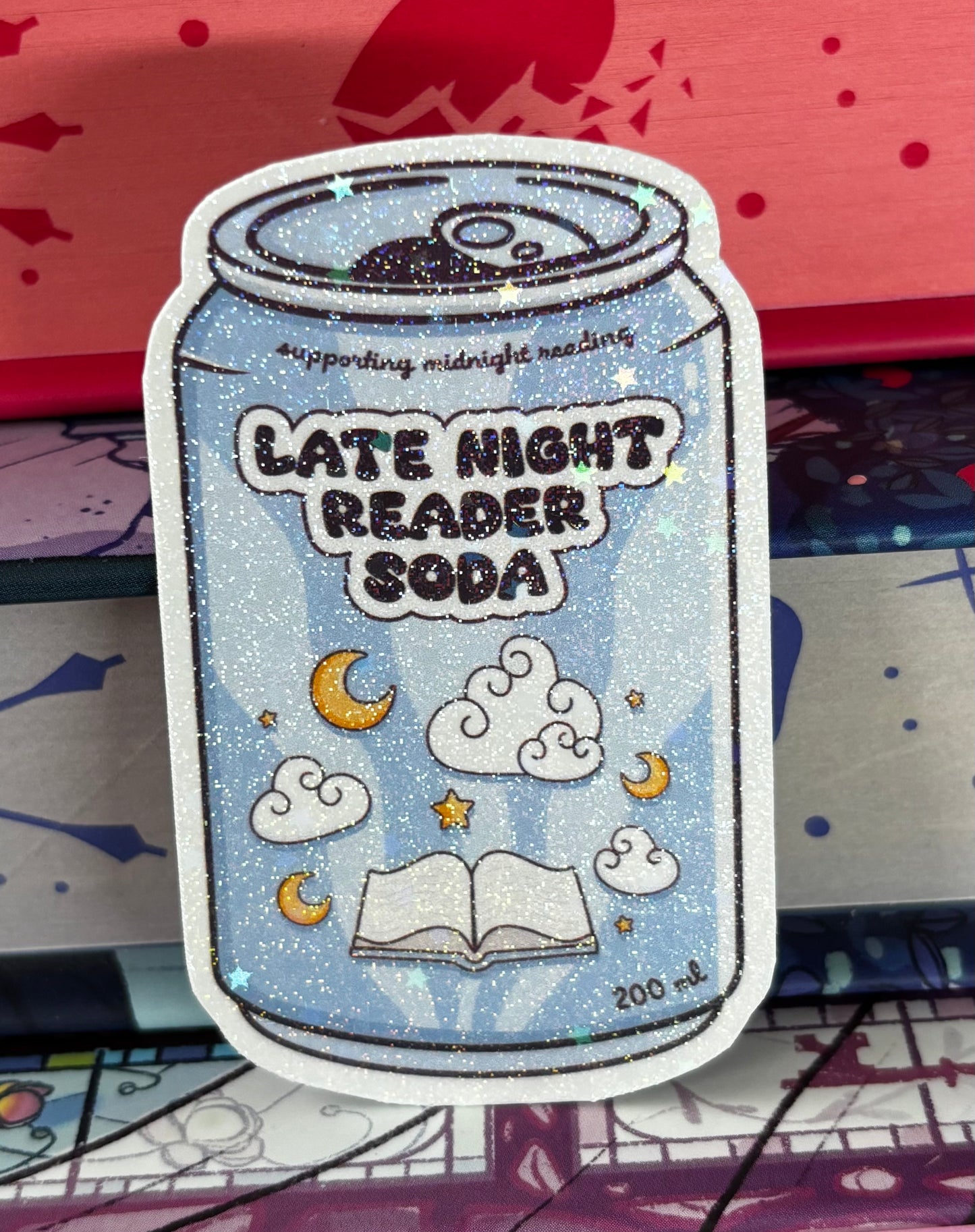 Late Night Reader Soda Can Sticker