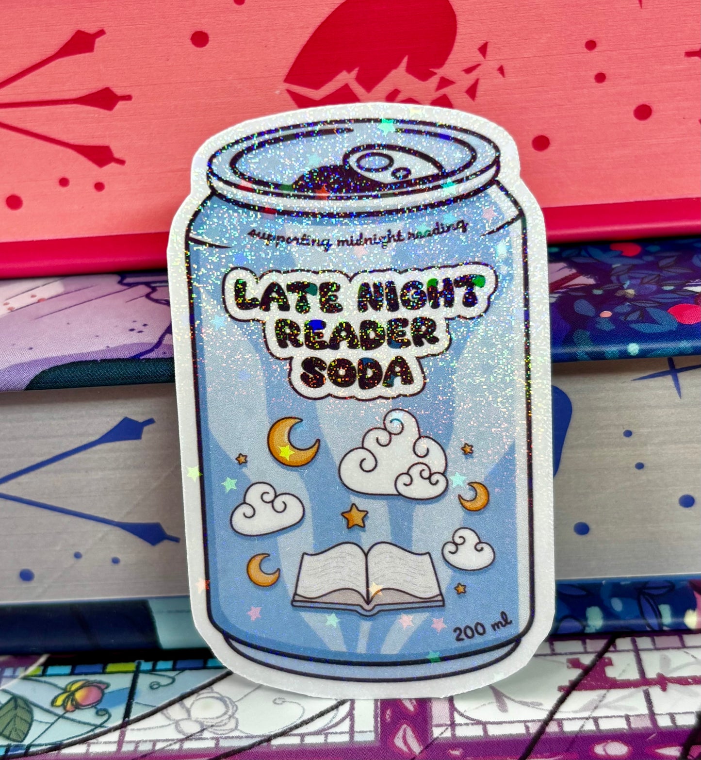 Late Night Reader Soda Can Sticker