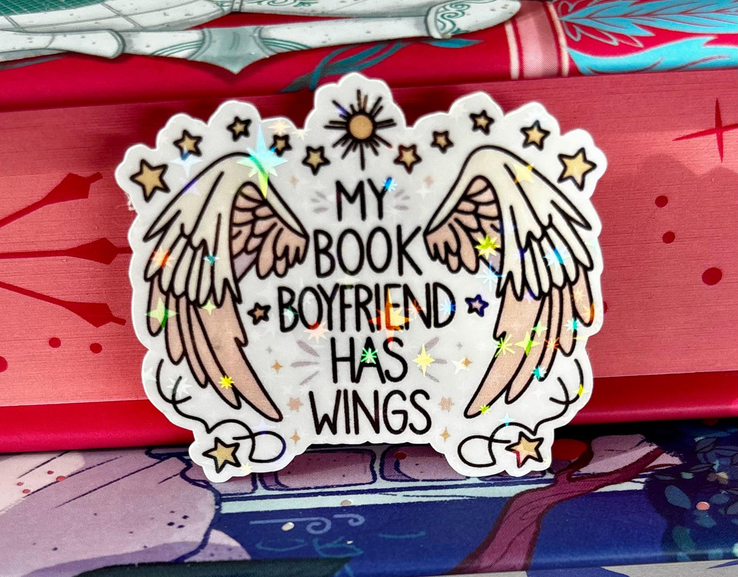 Mini My Book Boyfriend Has Wings Sticker