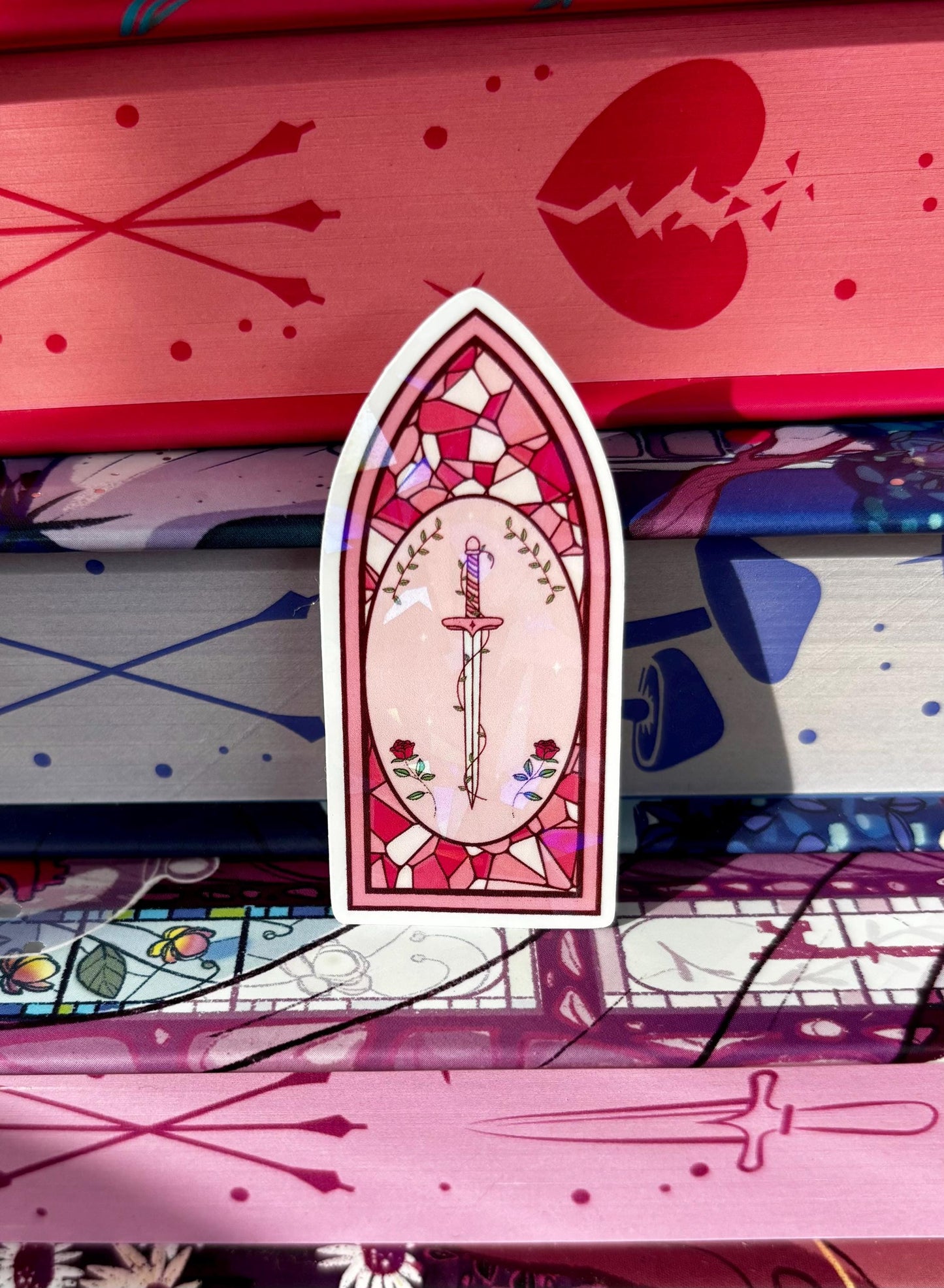 Mini Pink Stained Glass Fantasy Window Sticker