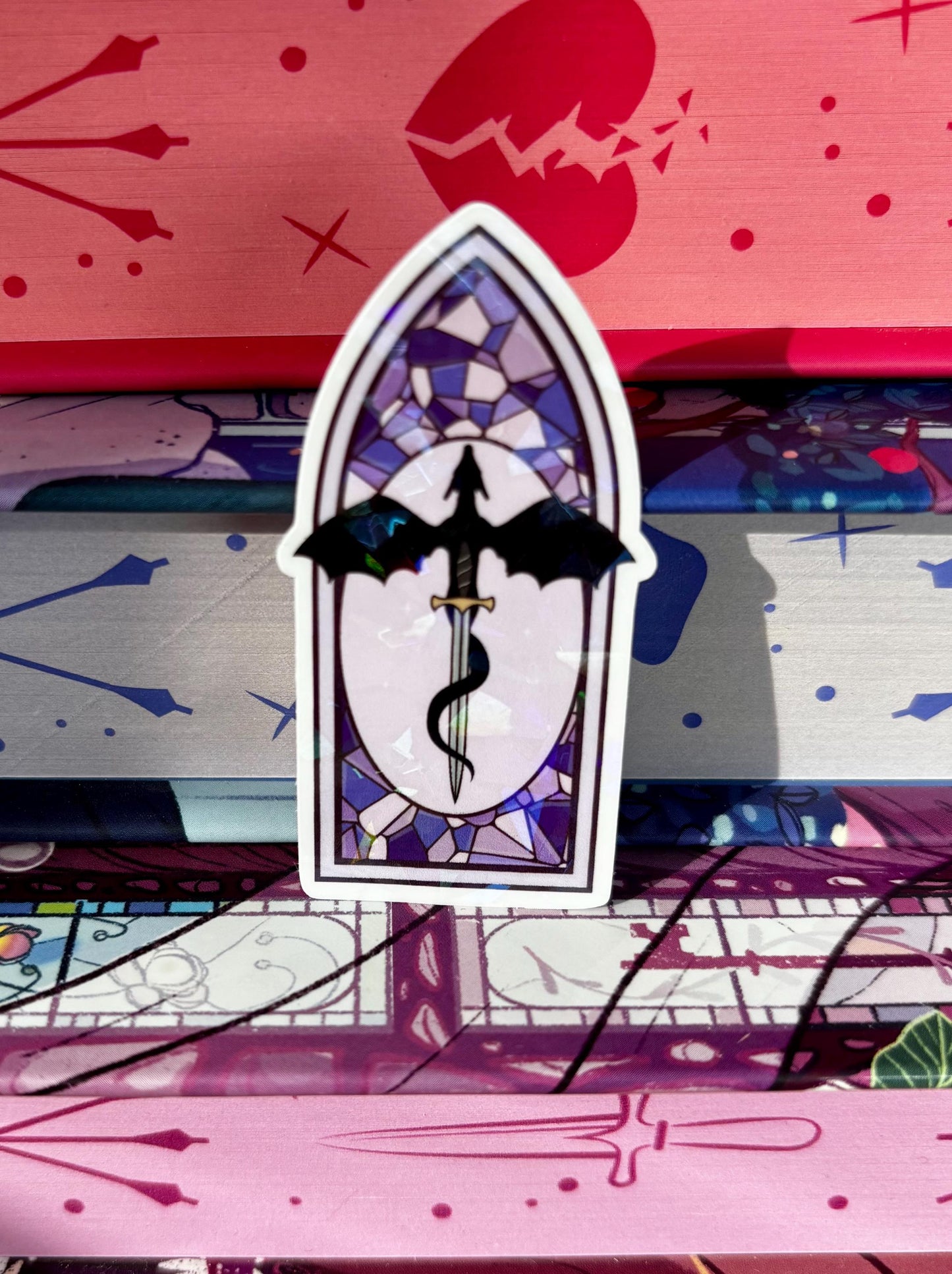 Mini Purple Stained Glass Dragon Window Sticker