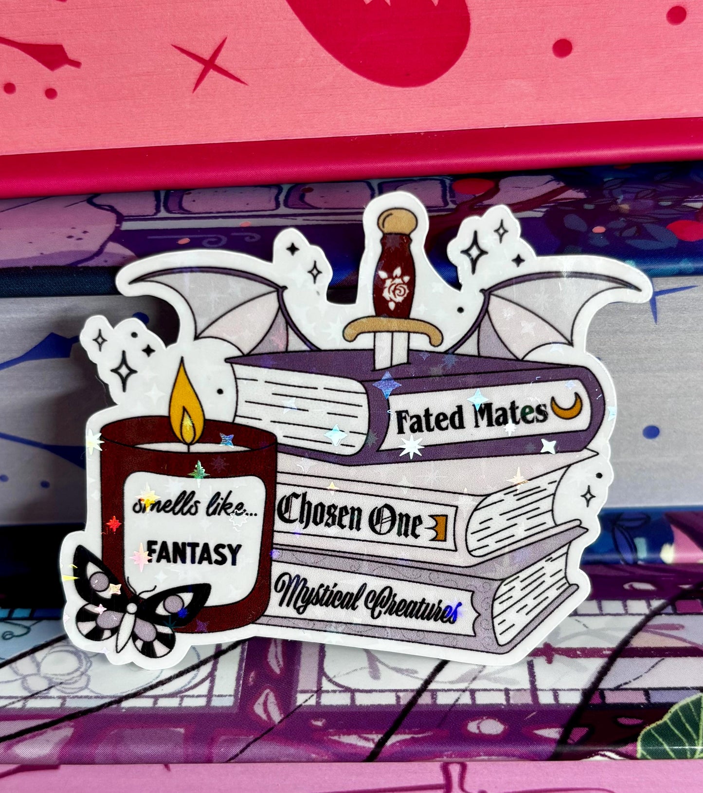 Mini Smells Like Fantasy Book Stack Sticker