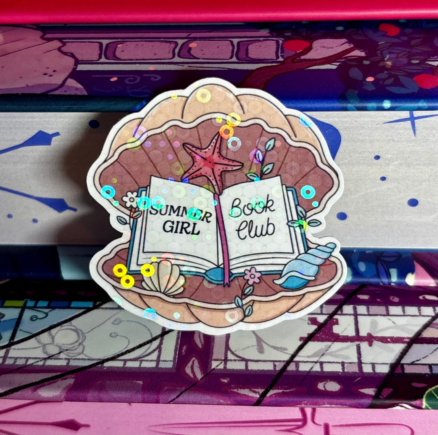 Mini Summer Girl Book Club Shell Sticker