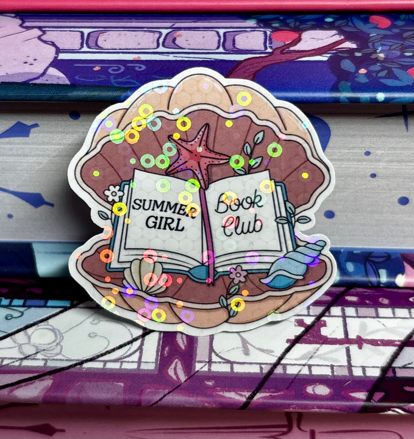 Mini Summer Girl Book Club Shell Sticker