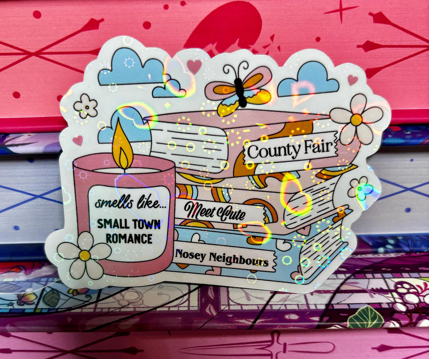 Smells Like Small Town Romance Book Stack Sticker
