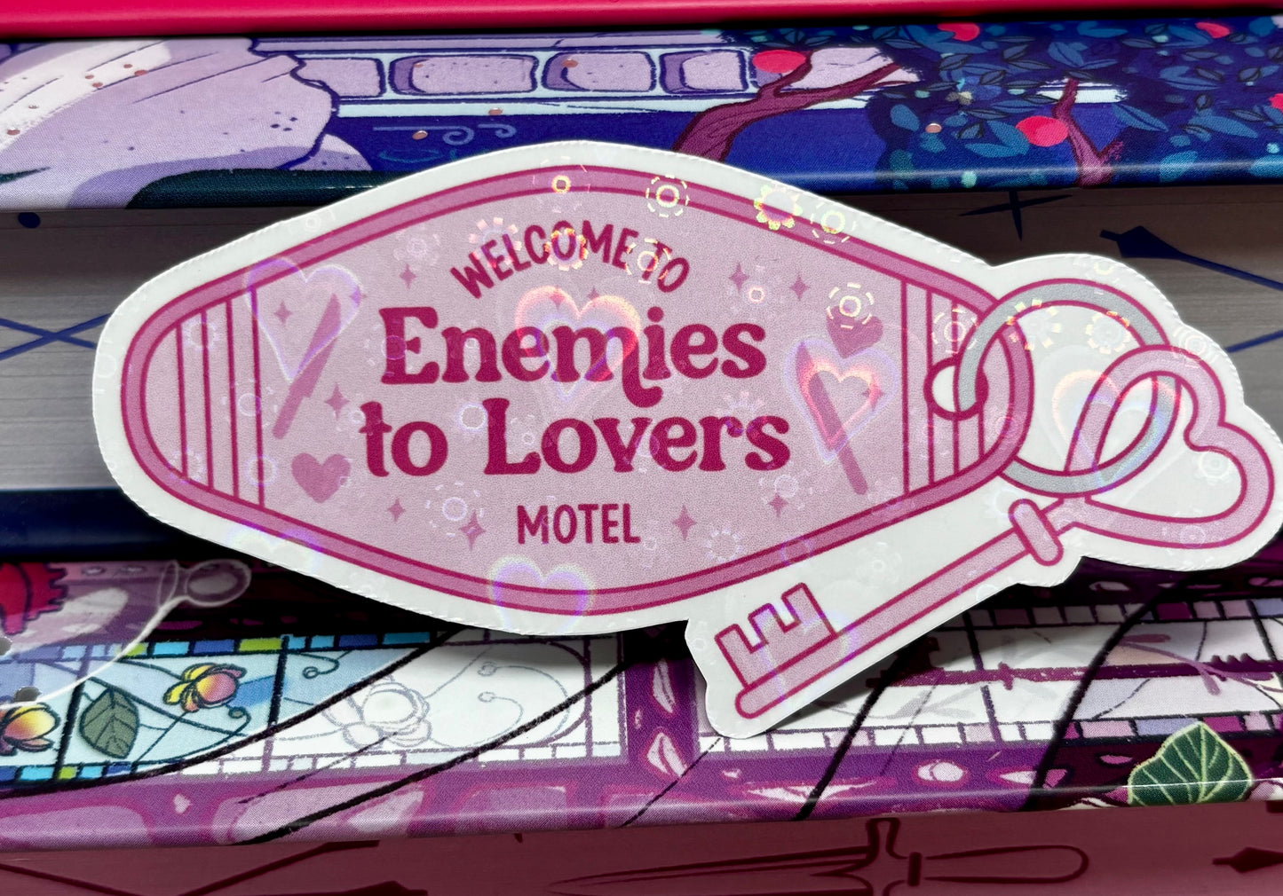 Welcome To Enemies To Lovers Motel Key Sticker