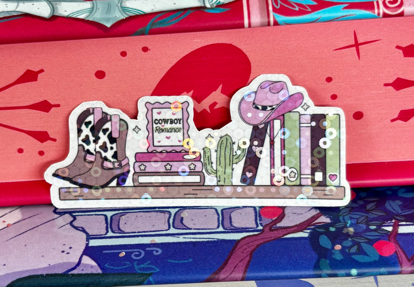 Mini Cowboy Romance Bookshelf Sticker