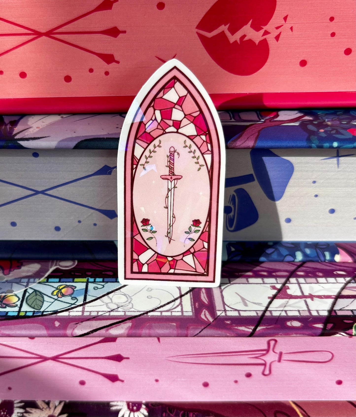 Mini Pink Stained Glass Fantasy Window Sticker